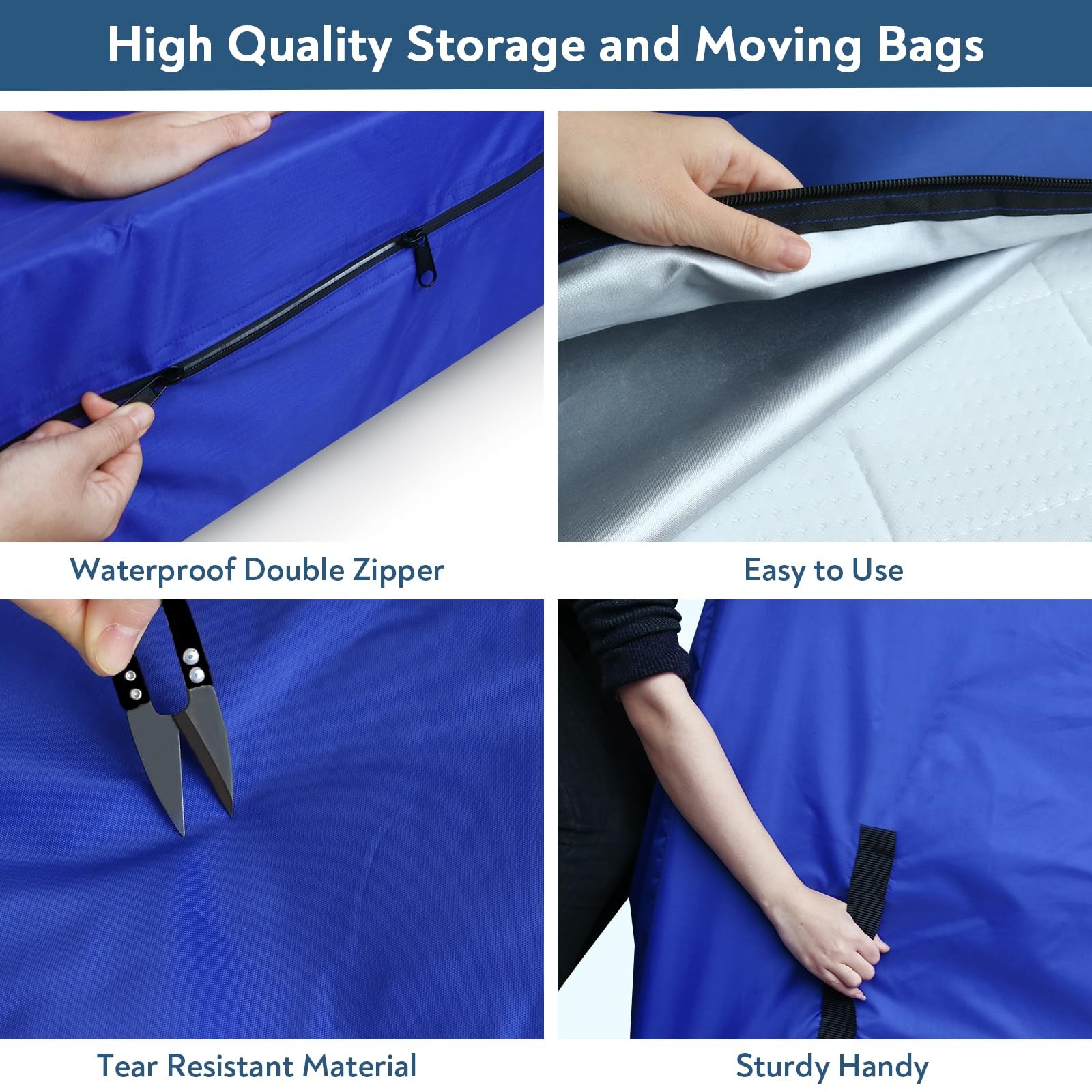 Queen Mattress Bag for Moving and Storage, Size Queen, Blue