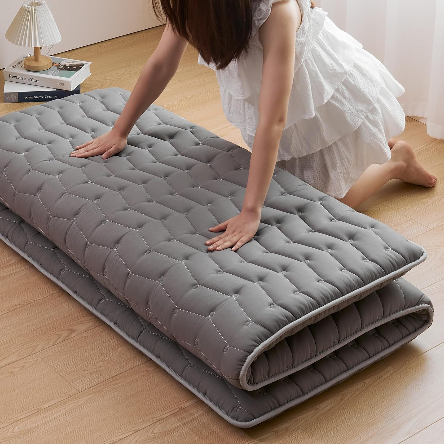 Premium Queen Size Foam Futon Mattress – 3.5″ Thick Foldable Pad (Gray)