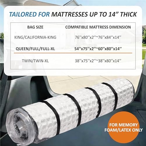 Foam Mattress Vacuum Bag with 4 Adjustable Packing Straps Queen/Full/Full-XL