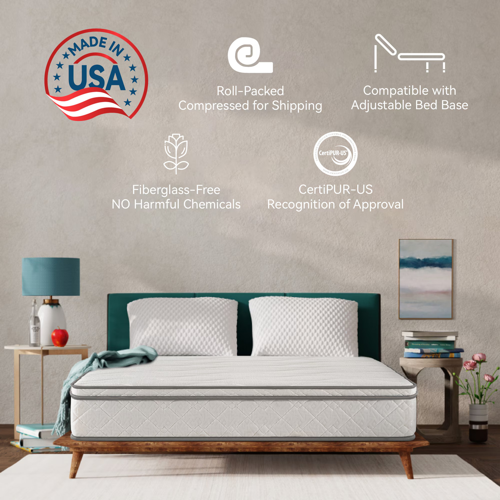 Full Size Mattress,12 Inch Hybrid Mattress in a Box Pocket Spring Memory Foam