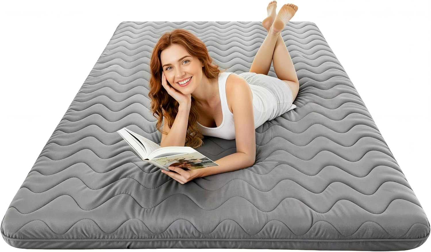 Japanese Floor Mattress Futon – 3.5″ Extra Firm Foldable Tatami Mat, 5-Layer Sup