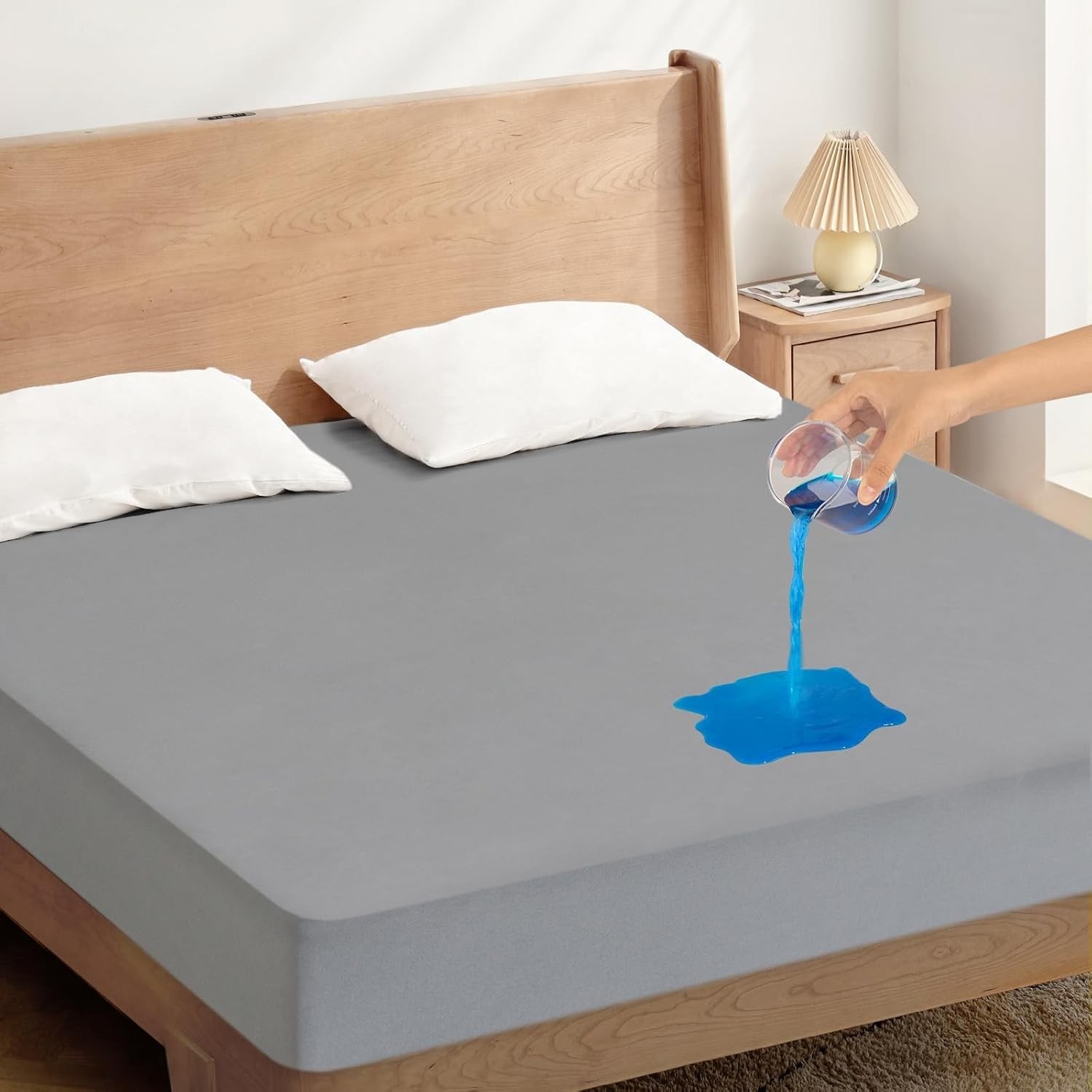 Twin Mattress Protector Waterproof, Size Pad Cover Twin, Gray