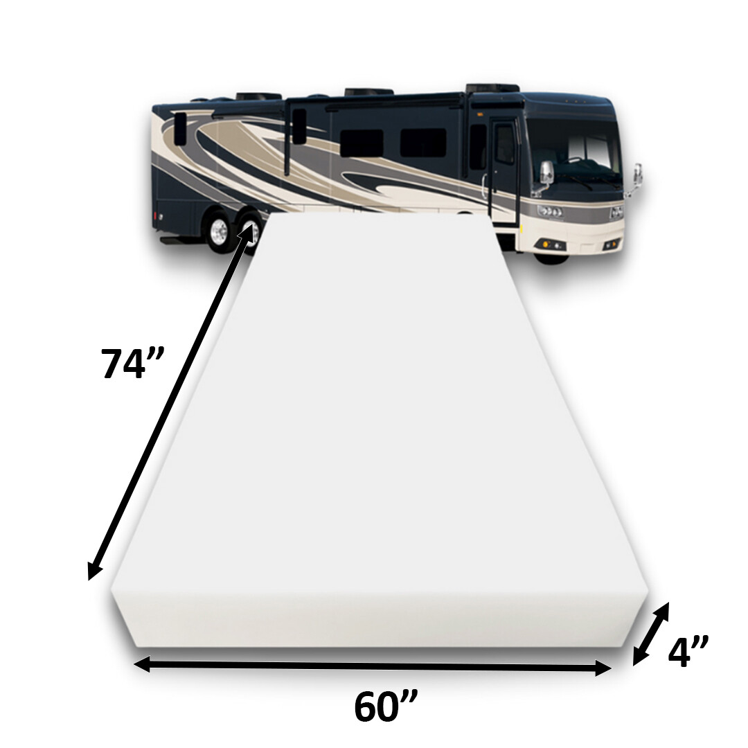 FoamRush 4-Inch Short Queen (60″ x 74″) RV Mattress Replacement (Made in USA)
