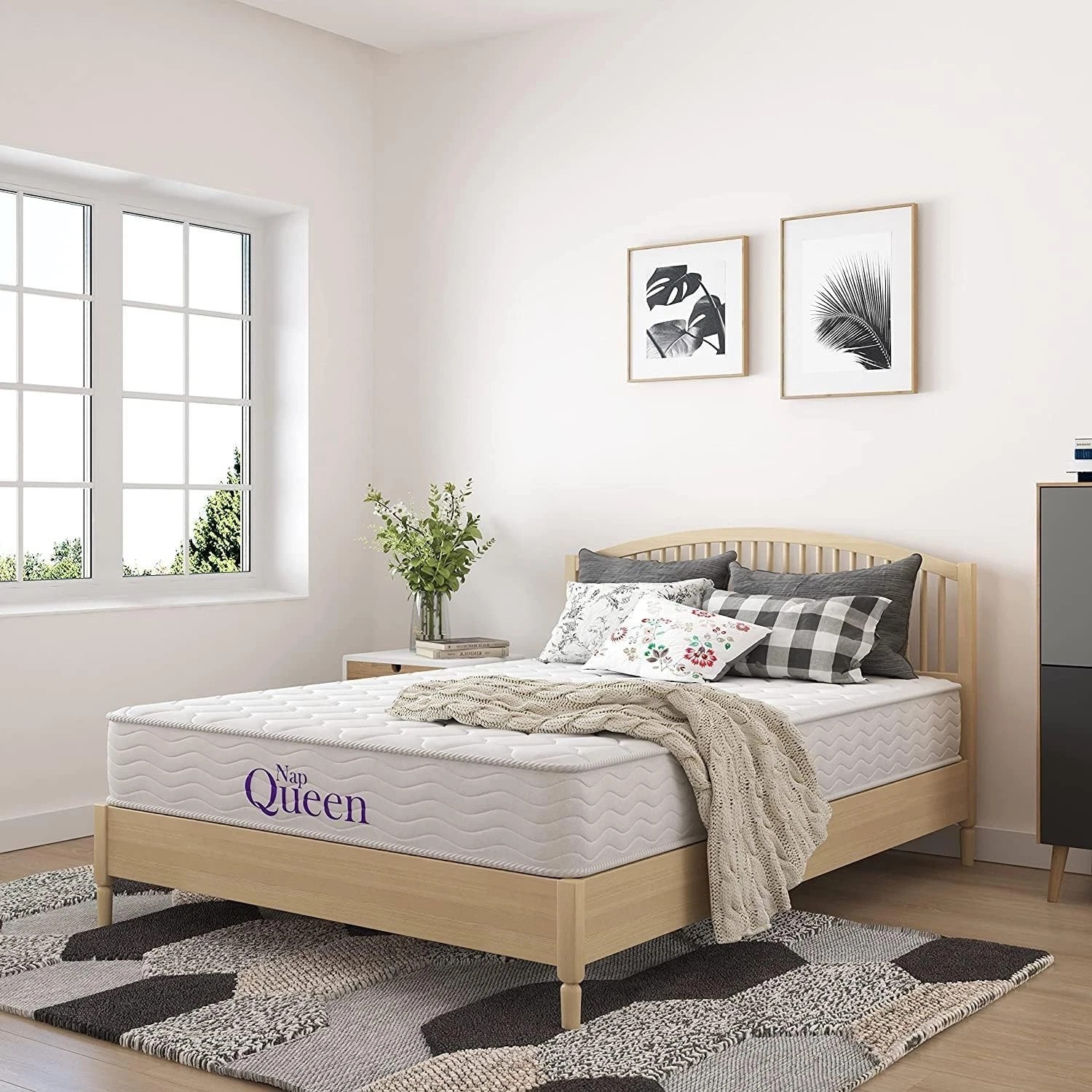 8 Inch Innerspring Queen Size Medium Firm Memory Foam Mattress, Bed in a Box,…