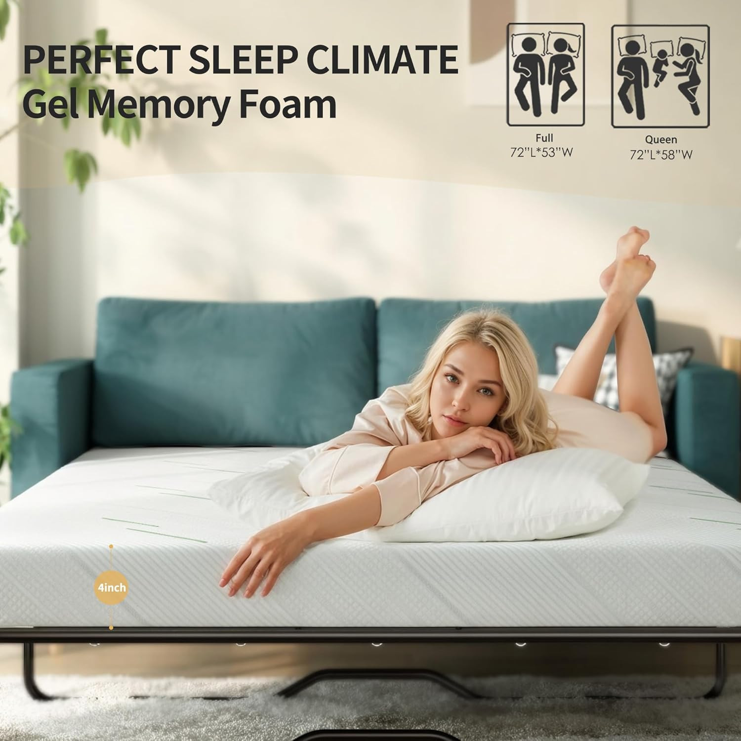 4 Inch Replace Pull Out Sofa Queen Mattress,Queen Size Sleeper Sofa Mattress,Ult
