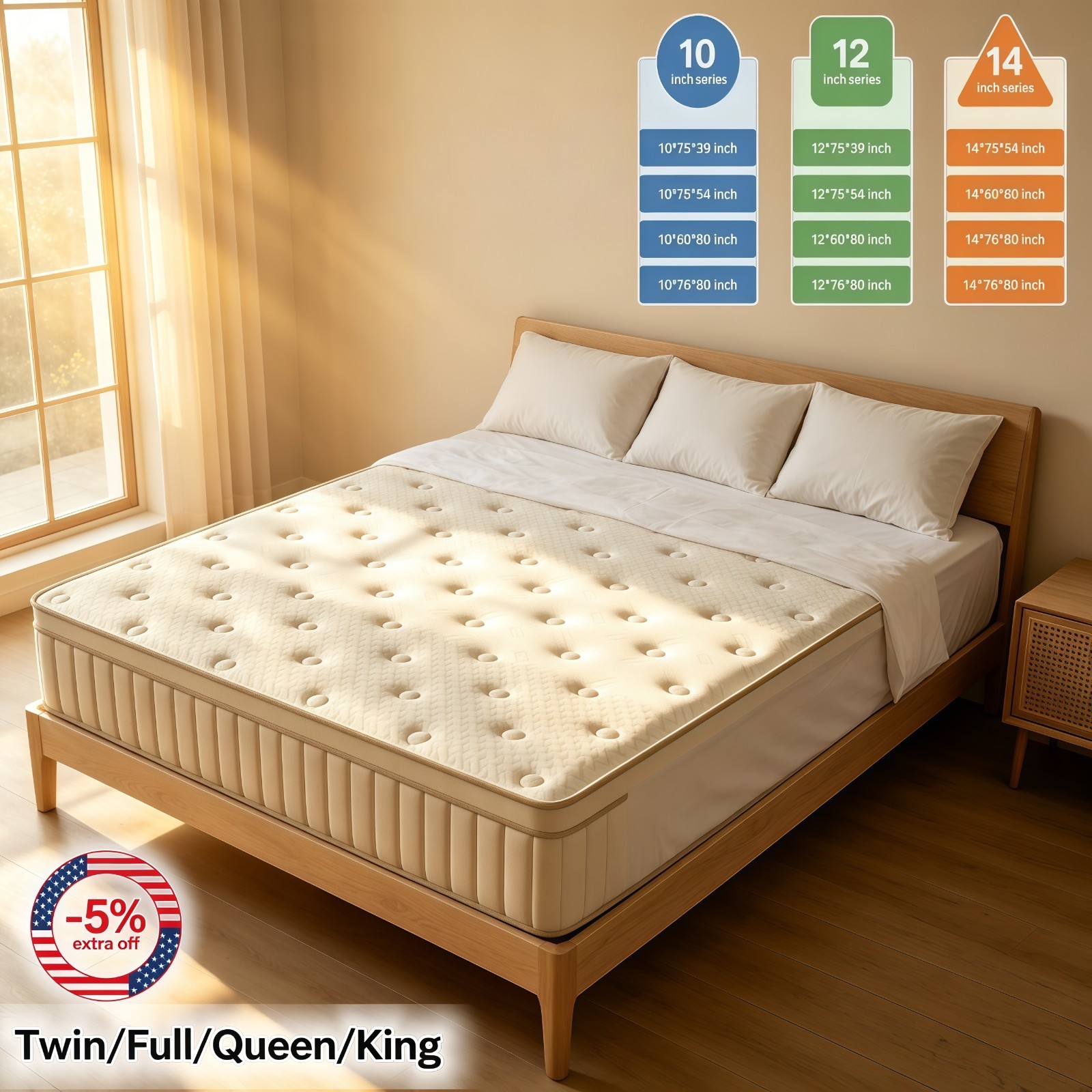 12 14″ Gel Memory Foam Spring Hybrid Mattress Queen King Bed Mattress In A Box