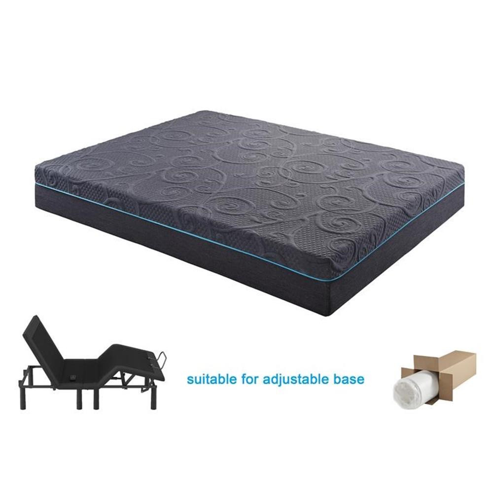 Pemberly Row Fabric Twin XL Gel Memory Hybrid Mattress in Gray