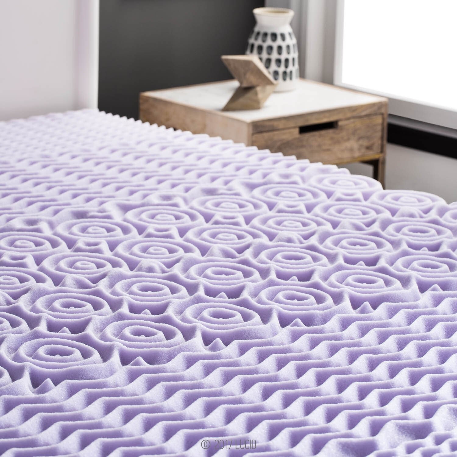LUCID 2 Inch 5 Zone Lavender Memory Foam Full Mattress Topper