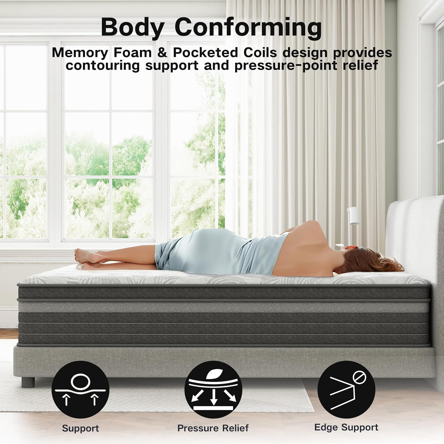 12″ Twin Hybrid Mattress in a Box – CertiPUR-US, 100 Night Trial