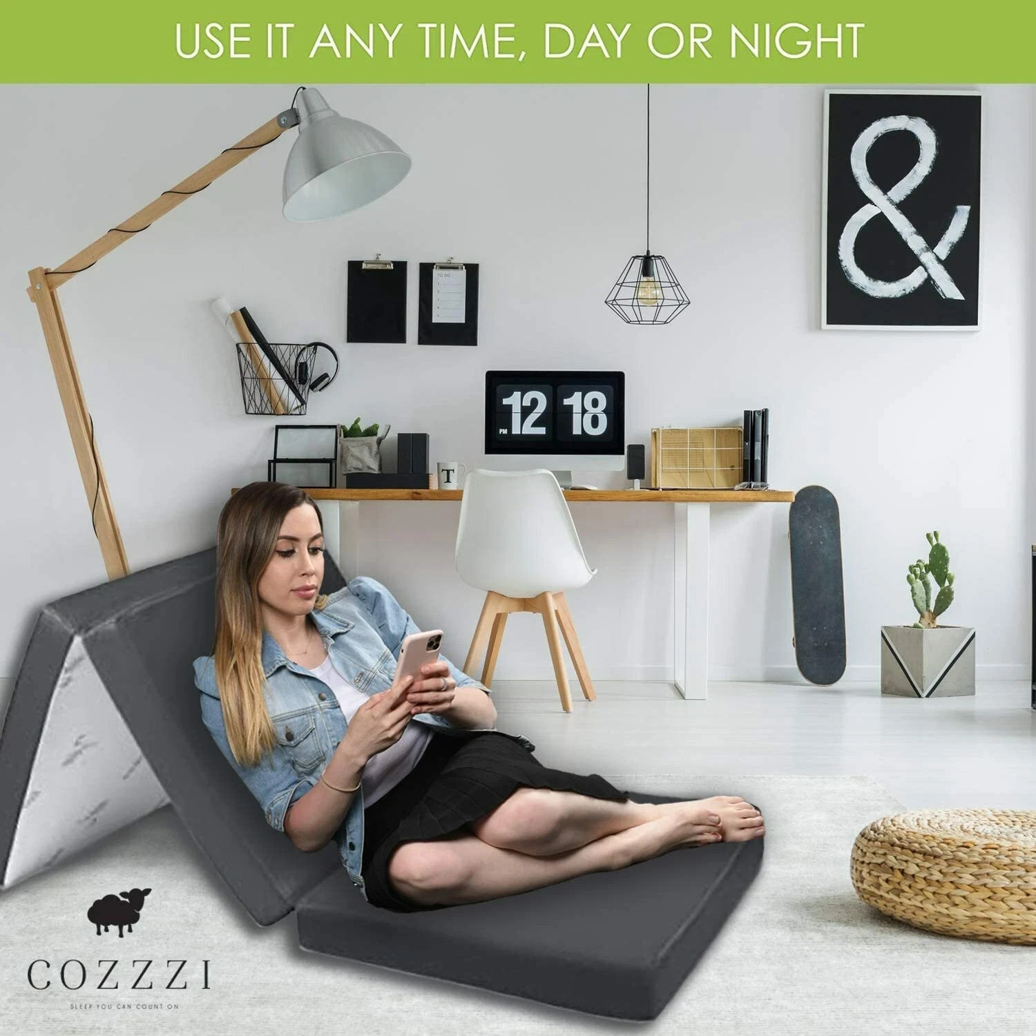Cozzzi Folding Mattress Twin Size (31) Trifold Foam Topper Portable Sleeping Mat