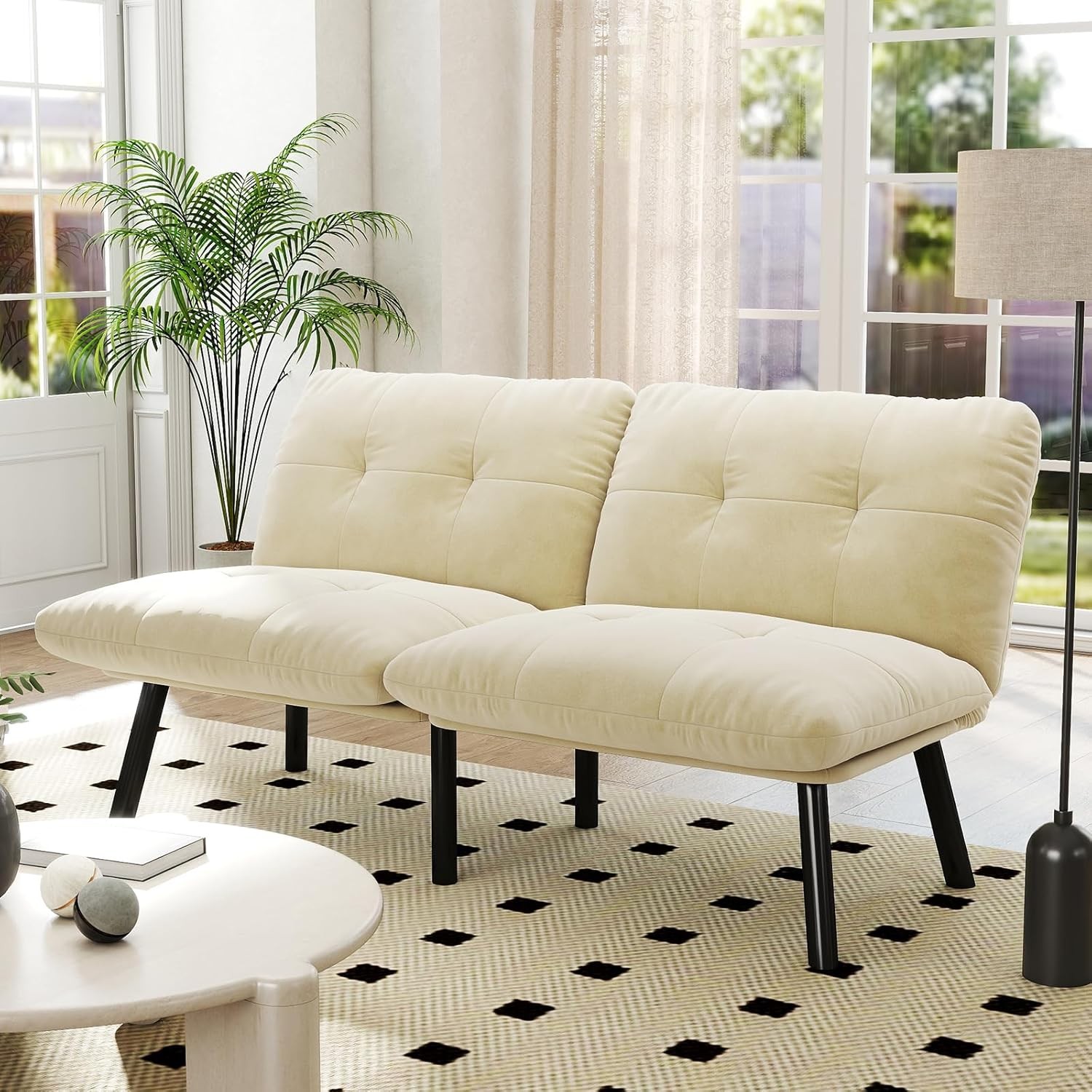 63″ L x 32″ W x 31″ H Cre Convertible Folding Sofa Bed Fabric Metal Fre