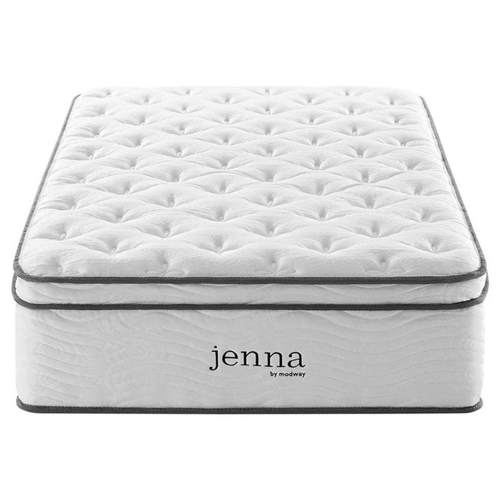 Modway Jenna 14″ Modern Innerspring and Foam Twin Mattress in White