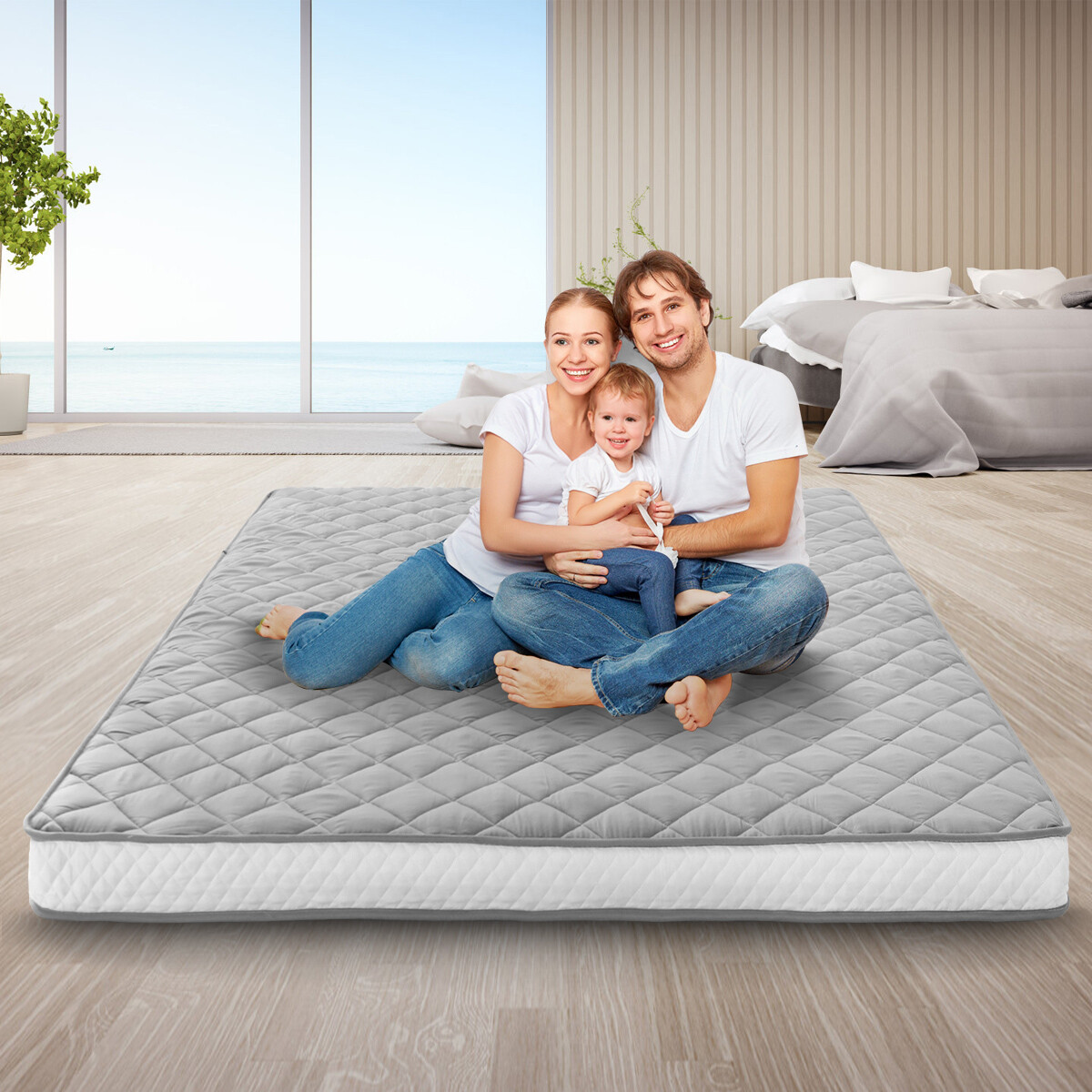 Docred Japanese Floor Mattress 4 inch Extra Thick Futon Mat Twin/Full/Queen size