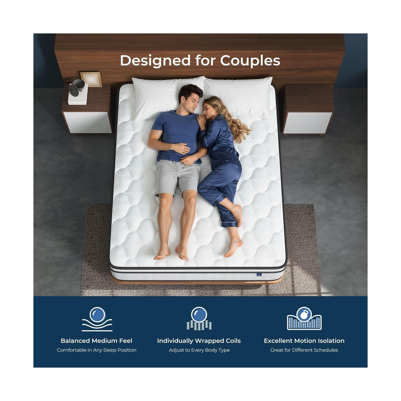 Vesgantti Queen Size Mattress 10 Inch, Fiberglass-Free | Cool Sleep Hybrid Ma…