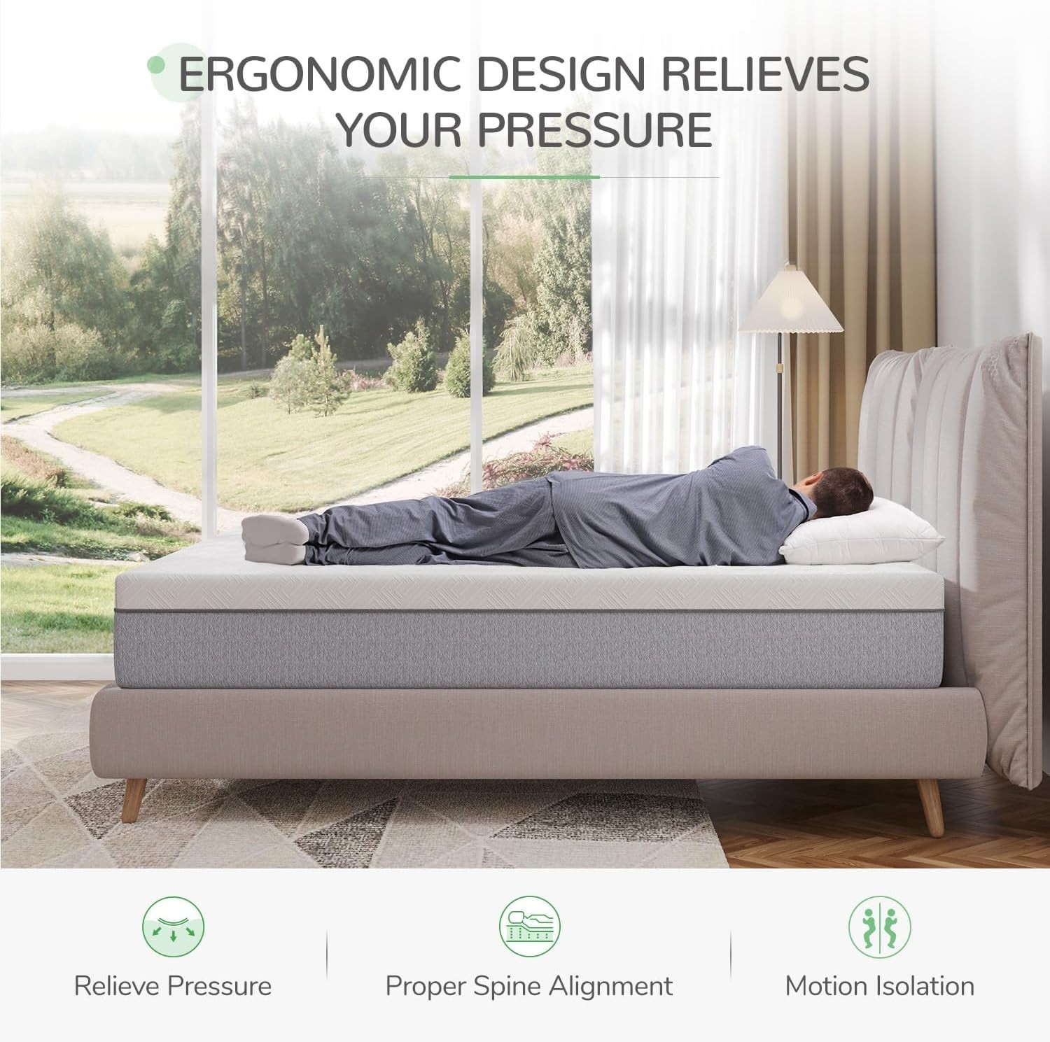 Queen Memory Foam Mattress 10 Inch Gel Support Pressure Relief CertiPUR-US Ce…