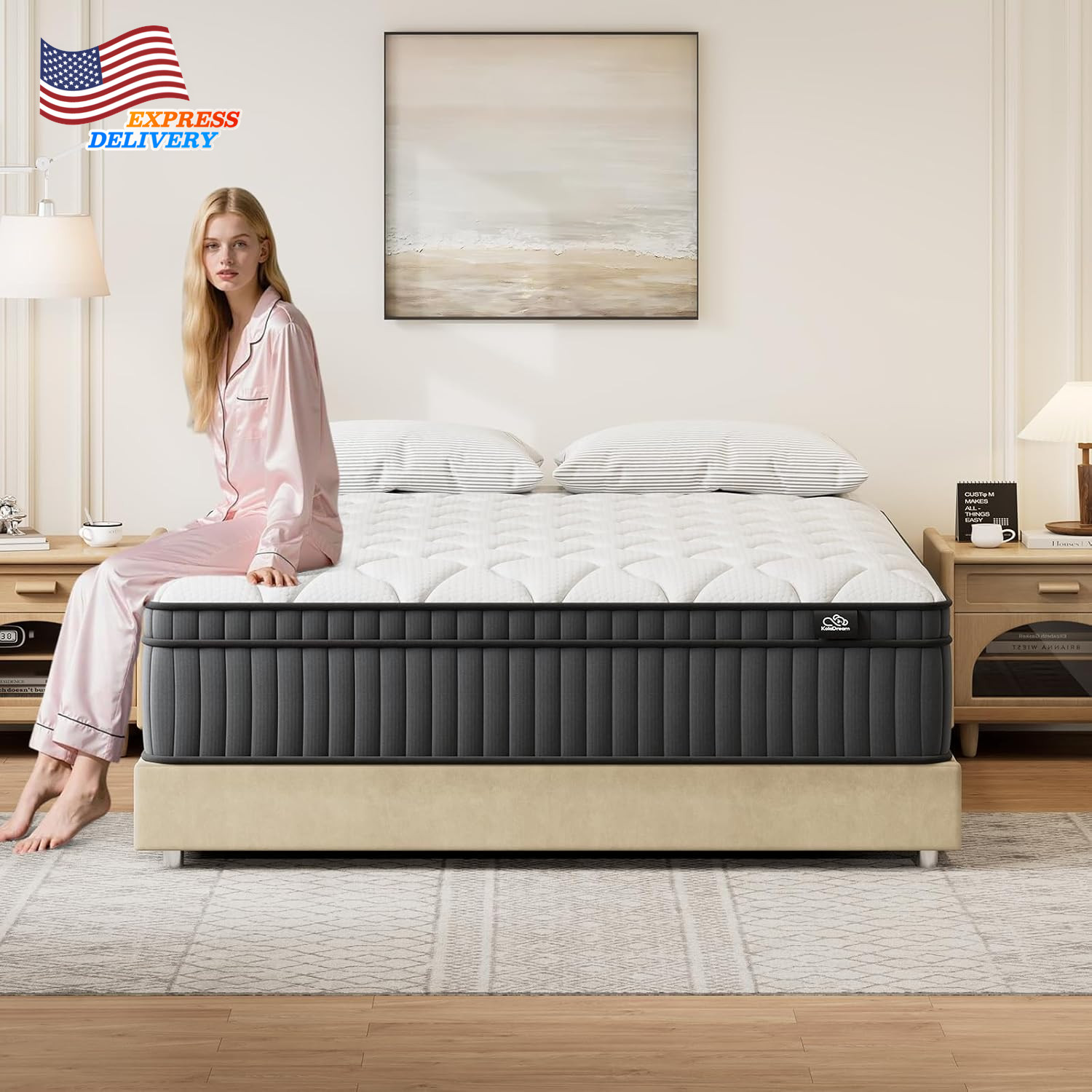 12″ Queen Hybrid Mattress Gel Memory Foam & Pocket Springs Plush Zero Pressure