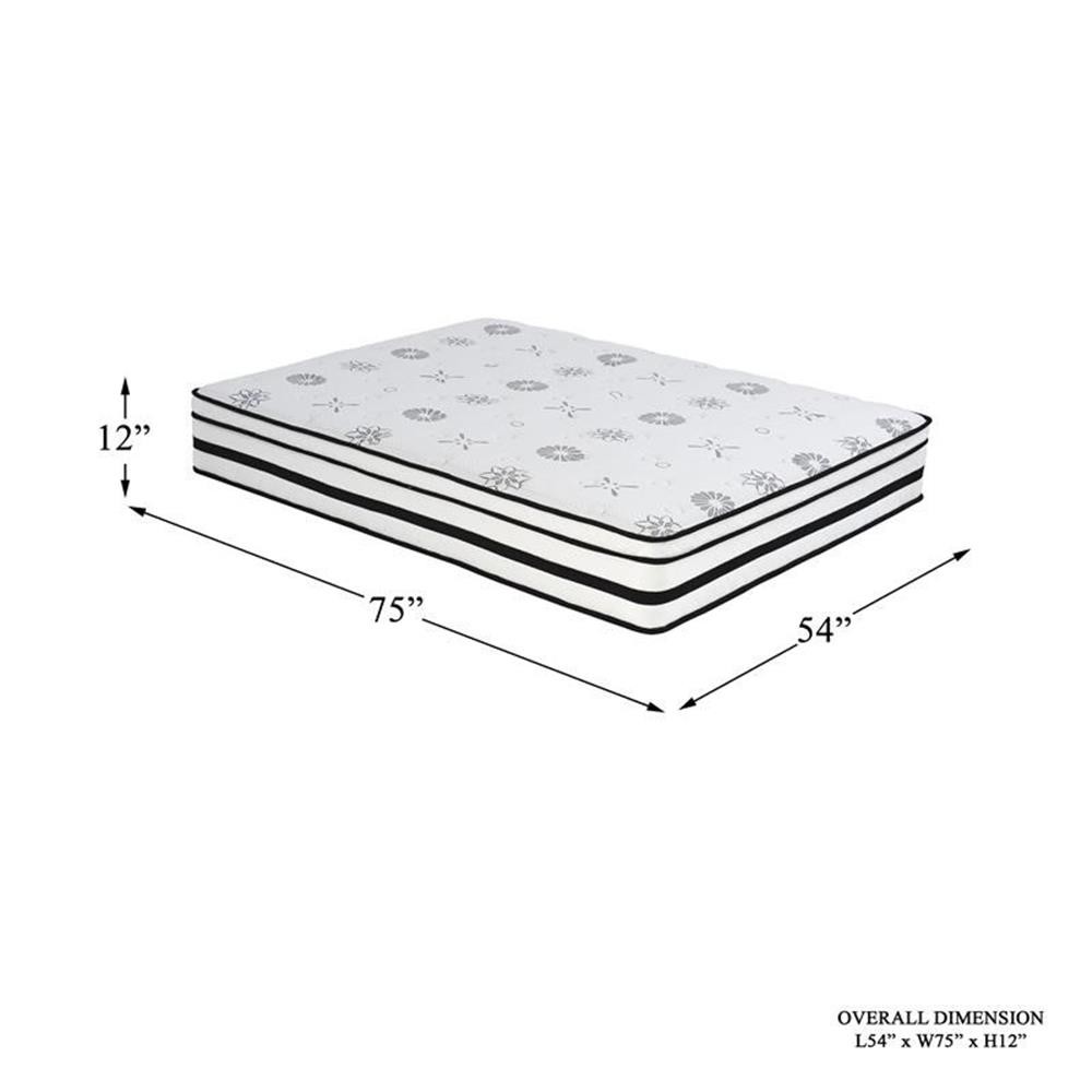 Lexicon Homelegance Bedding 12″ Modern Fabric Full Hybrid Mattress in White