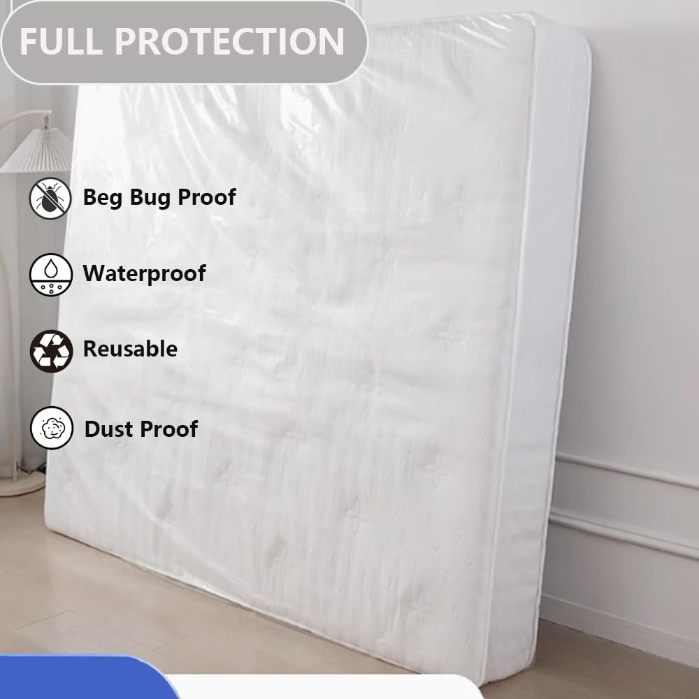 Plastic Mattress Bag for Moving Storage, Protector Cover Twin, Clear