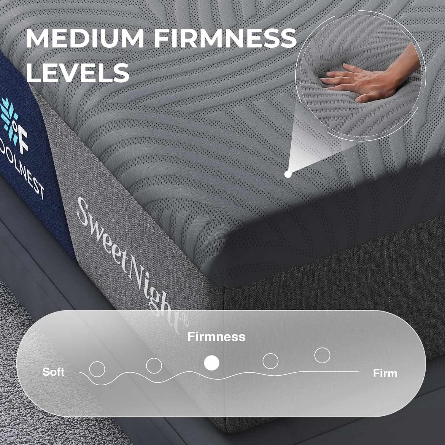 Coolnest 14 Inch King Size Mattress, Cooling King Memory Foam Mattress for Cool