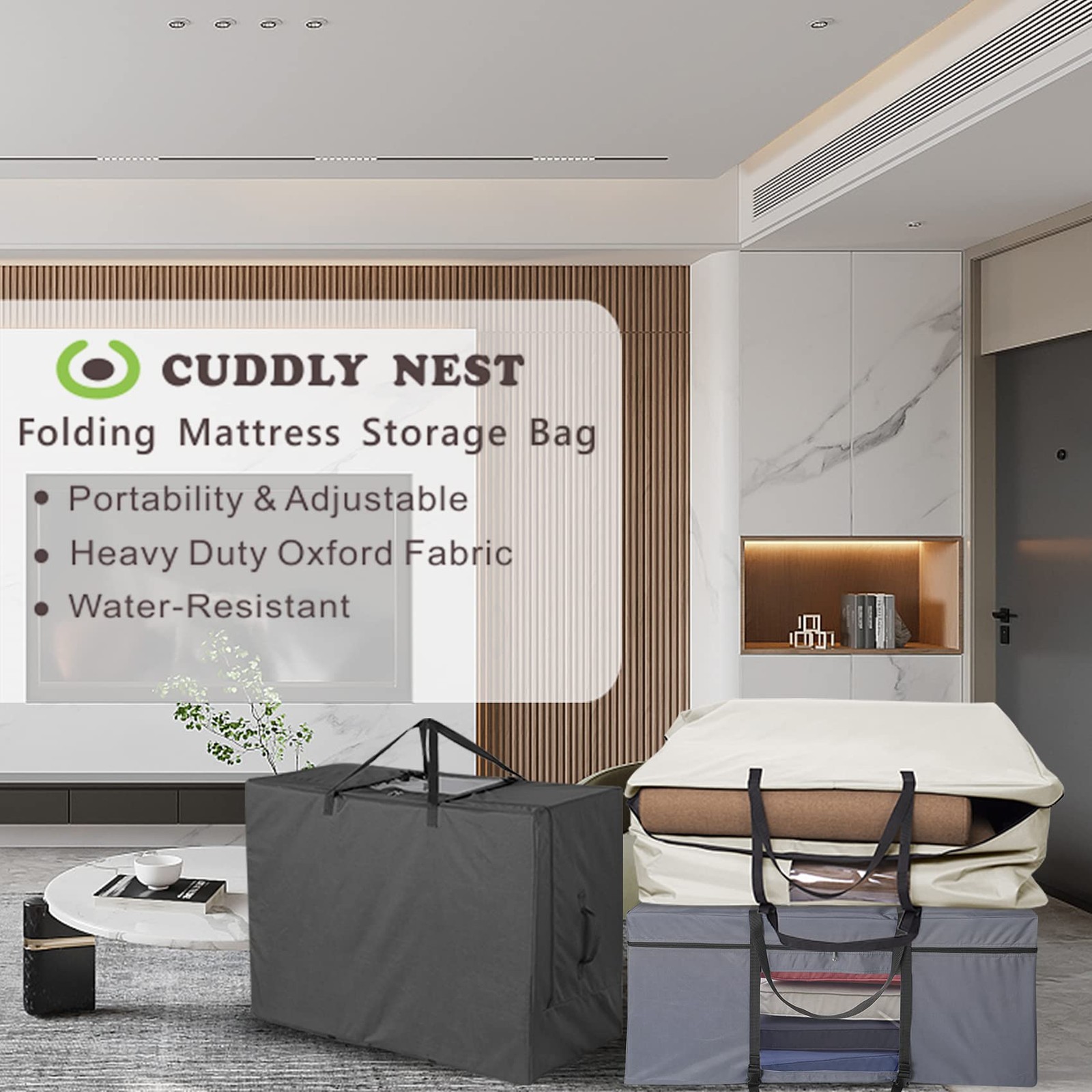 Folding Mattress Storage Bag – Heavy Duty Carry Case for Tri-Fold Guest Bed (…
