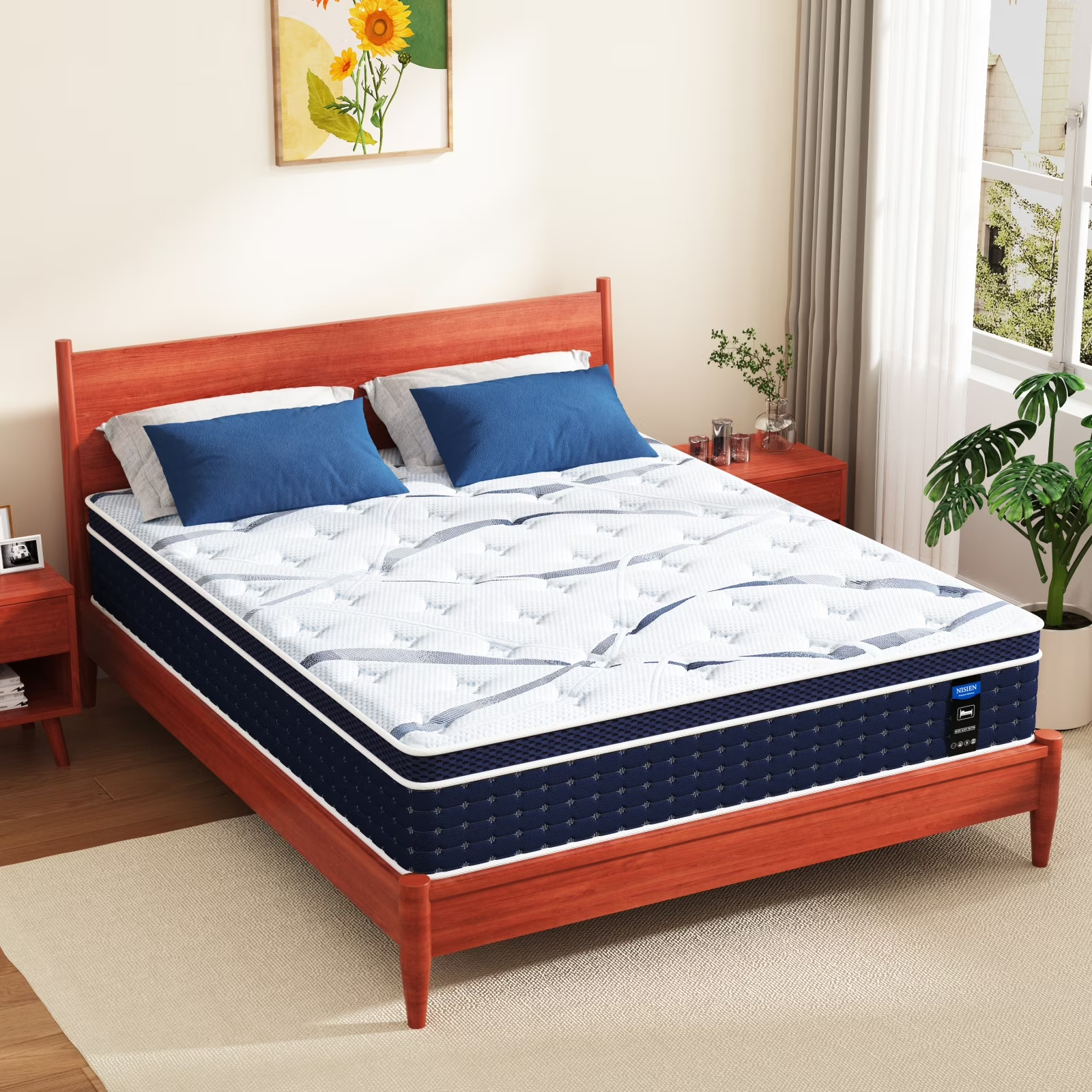 14″ Colchones King Size 14 Pulgadas Espuma Memory Foam Hybrid Mattress Modern