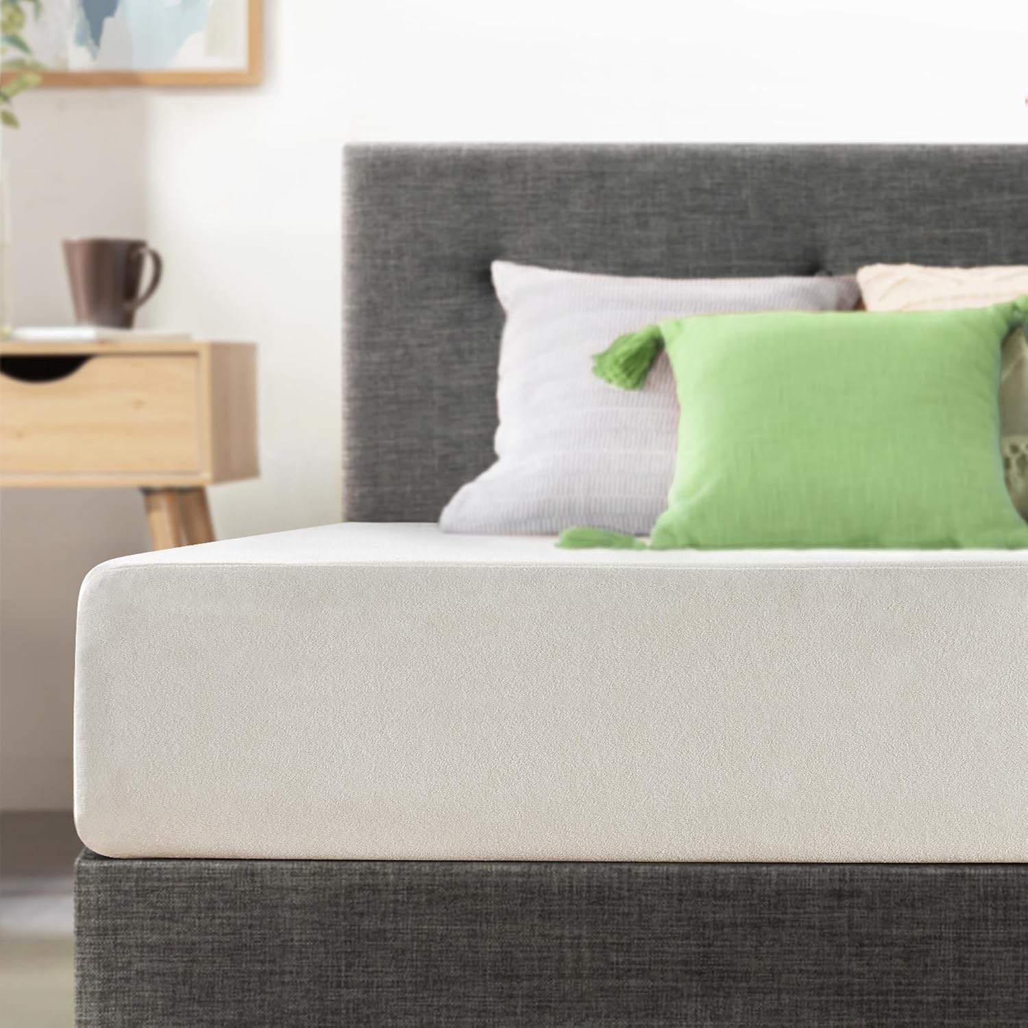 8 Inch Full Mattress Bed-In-A-Box Green Tea Memory Foam White
