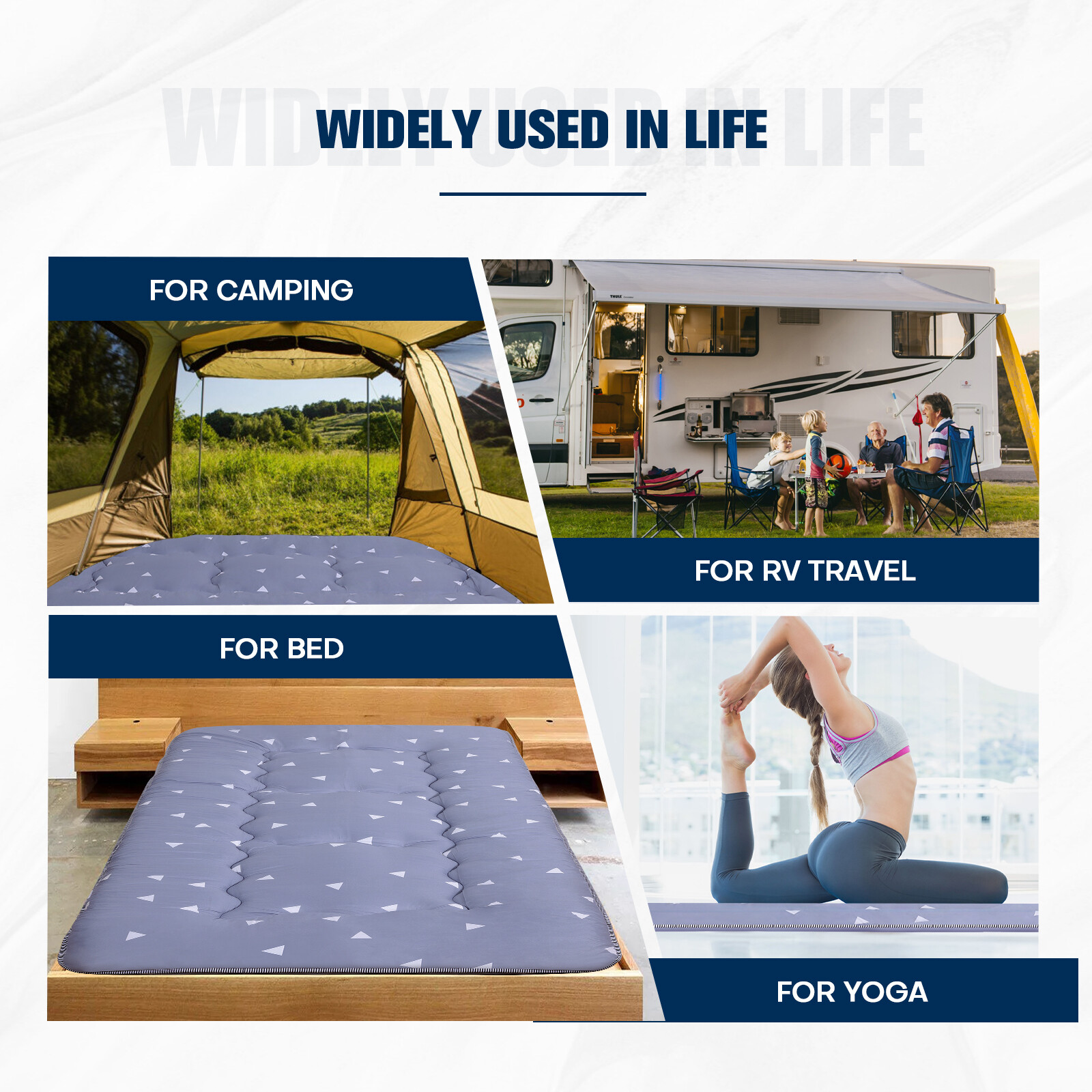 Japanese Floor Mattress 4″ Thick Futon Tatami Mat w/ Storage Bag for Guest Room
