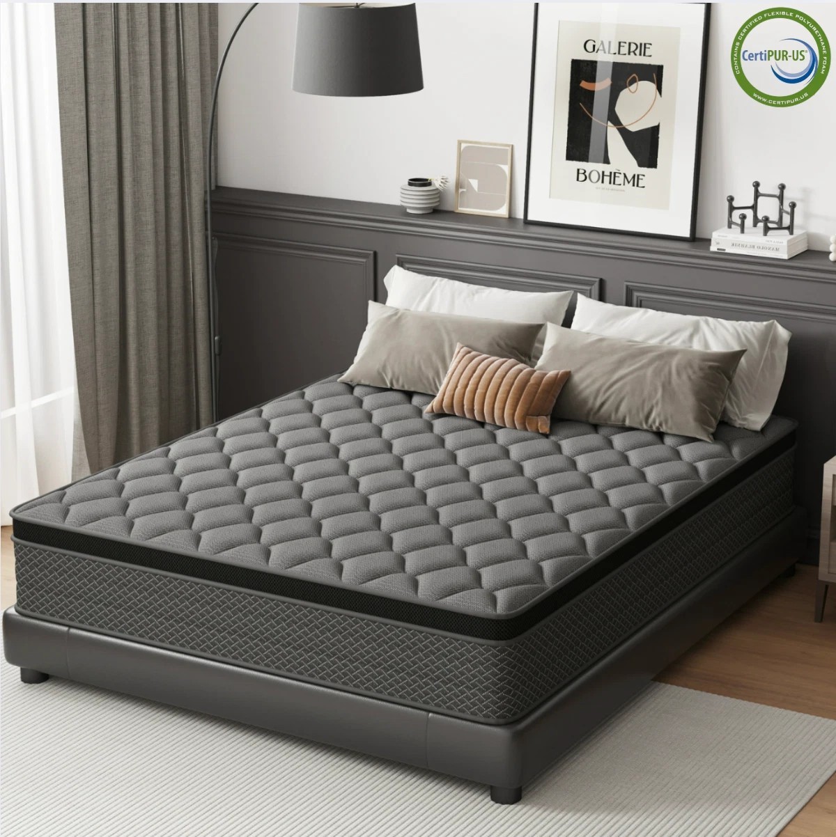 12″ Colchon Queen Gel Memory Foam Hibrido Cama Queen Mattress Hybrid Medium Firm
