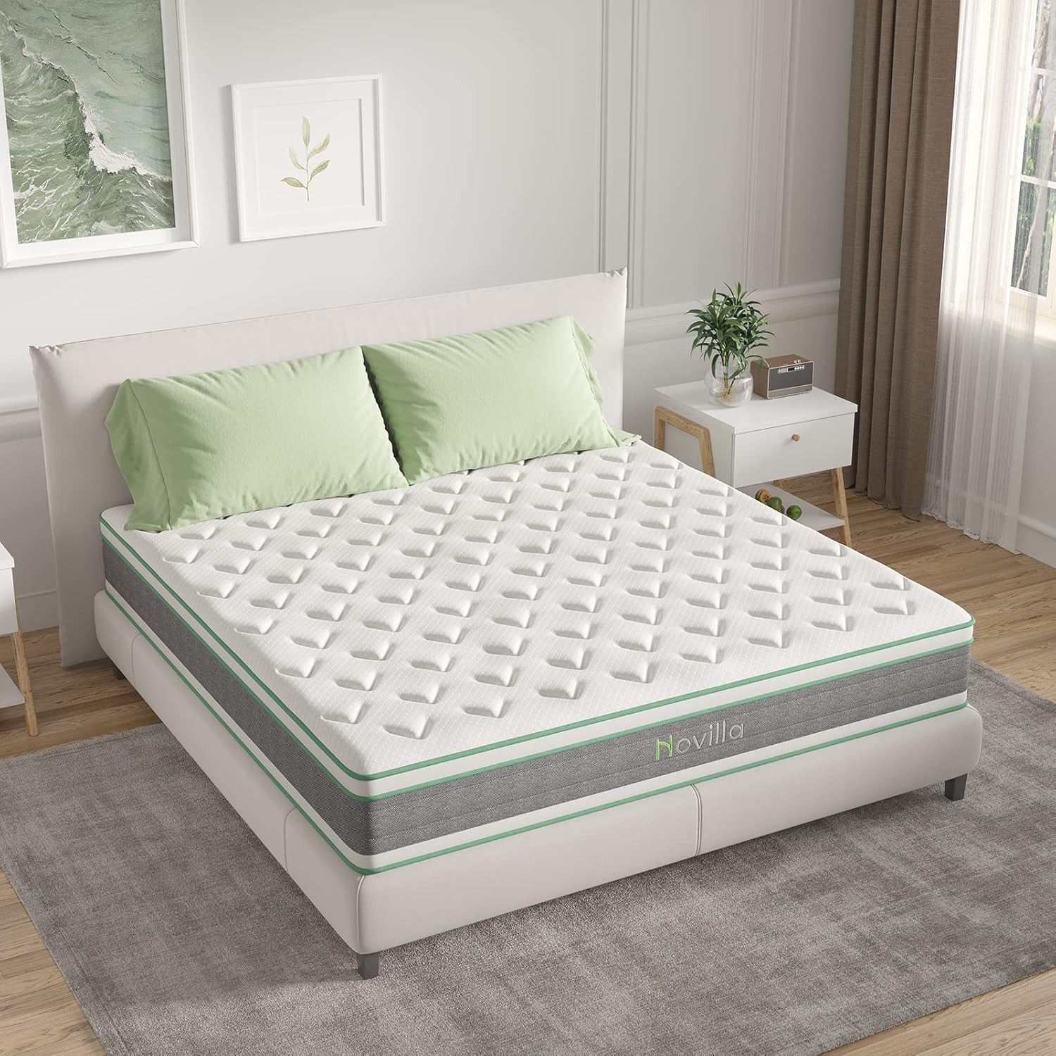 Queen Mattress, 12 Inch Hybrid Mattress in a Box, Innerspring Mattress with G…