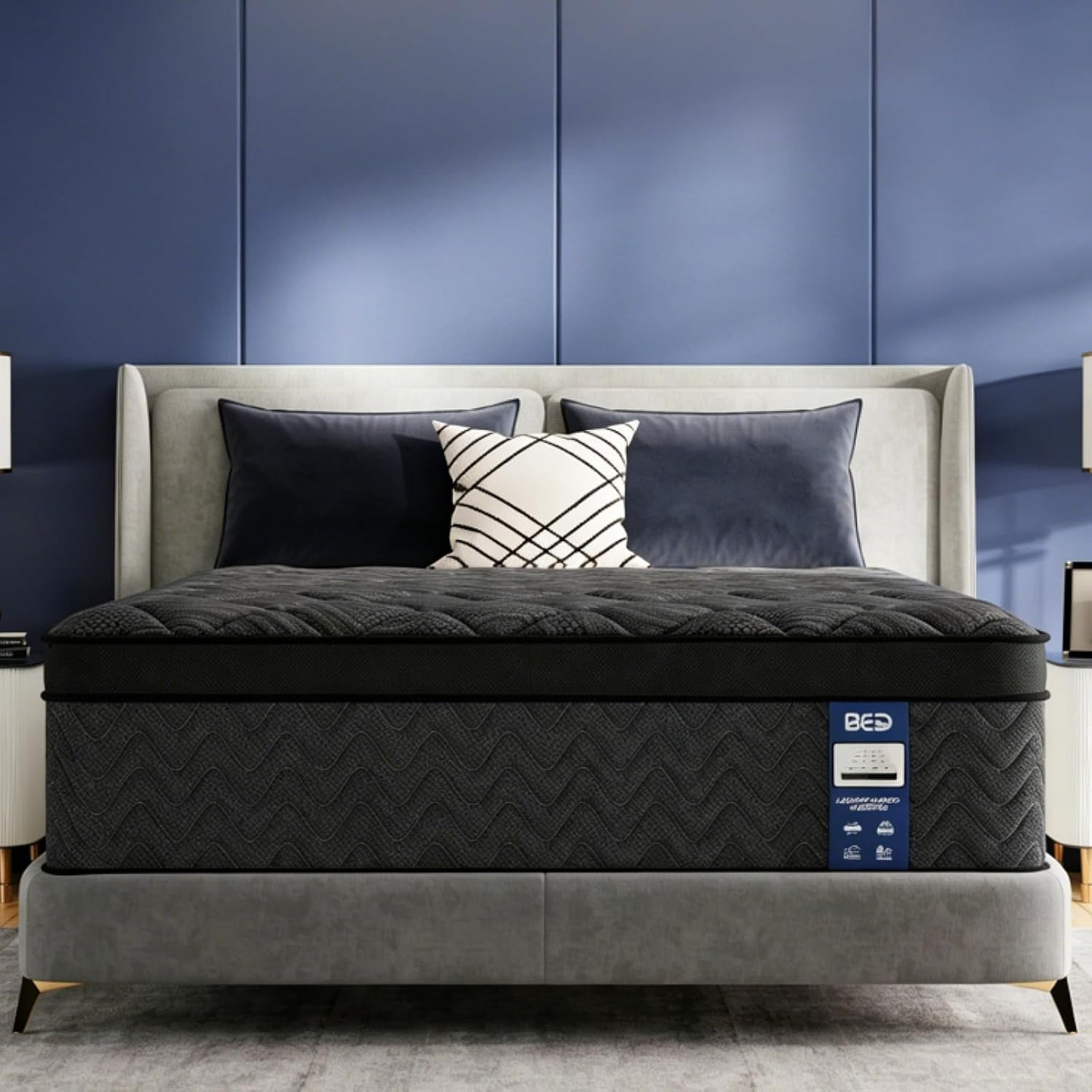 Hiboss Twin Size Mattress (Upgraded), 12 Inch Luxury Hybrid Twin Mattress in a B