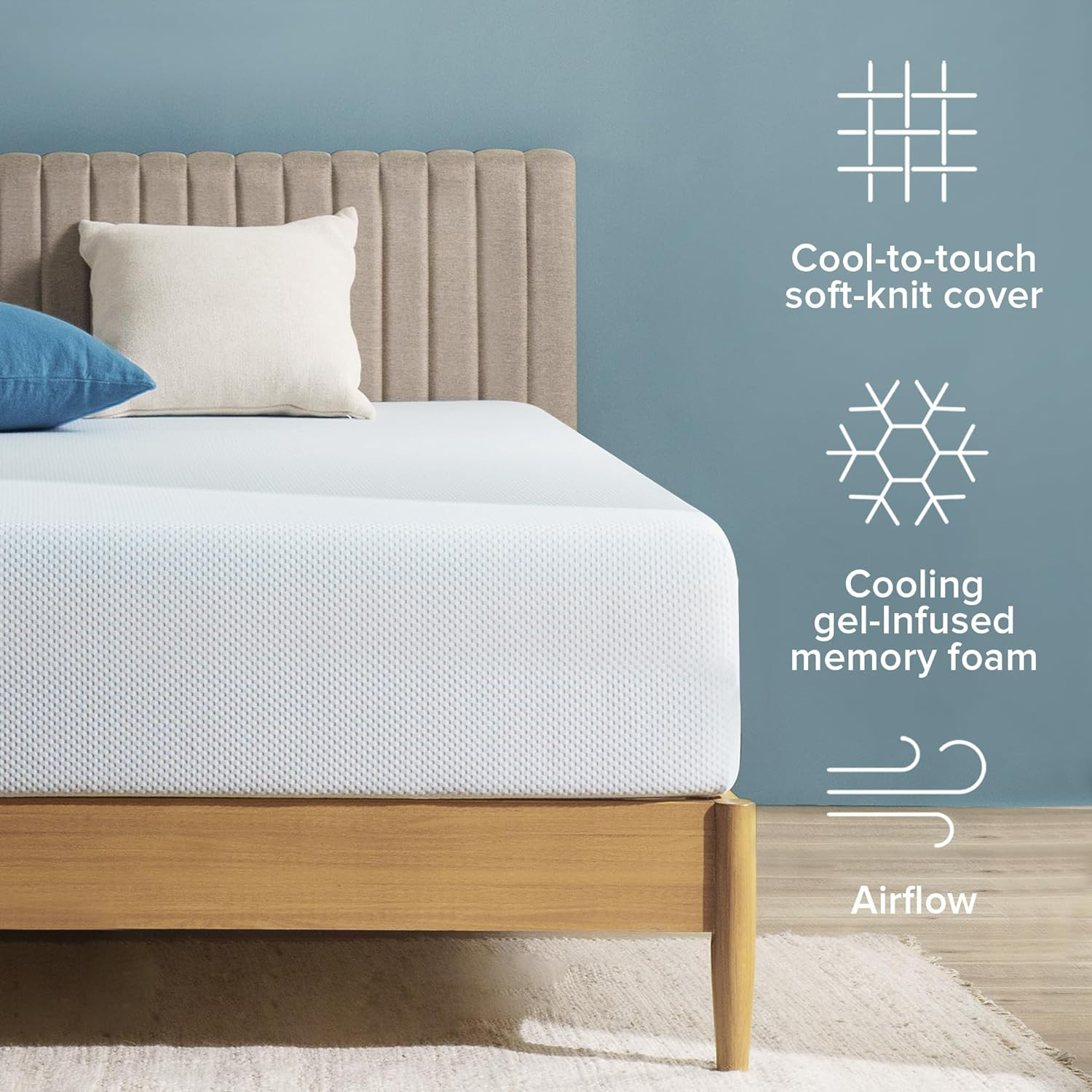 12 Inch Green Tea Cooling Memory Foam Mattress [New Version], Queen, Fiberglass
