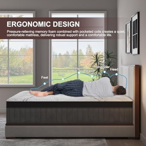 12 Inch Queen Mattress in a Box Hybrid Gel Memory Foam Pocket Spring Soft Plush