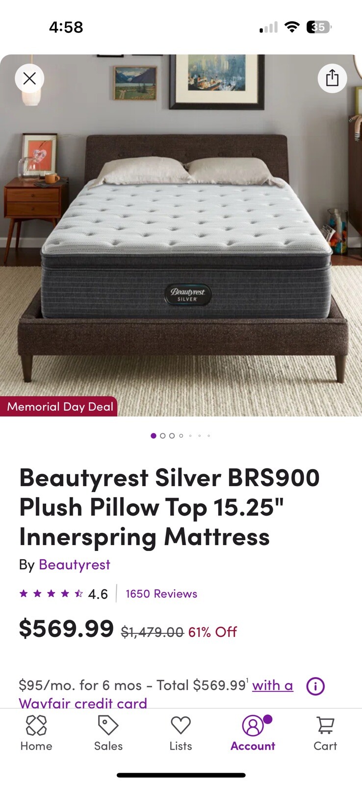Simmons Beautyrest Silver BRS900 Plush King Mattress Set with Box Spring