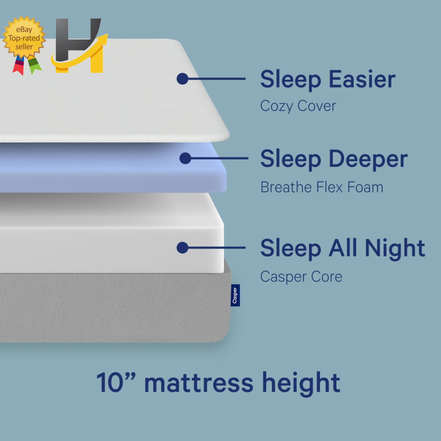 Casper Sleep Element Queen Mattress – Medium Feel – Motion Isolation – Breathabl