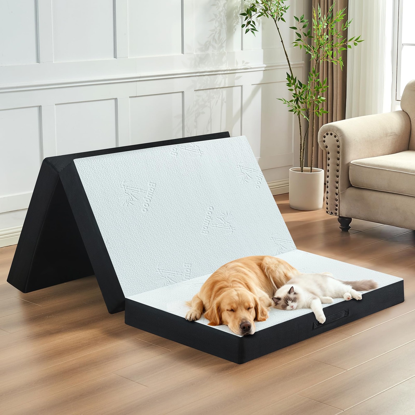 4 Inch Trifold Mattress, Single Size Foldable Memory Foam Mattress with Visco…