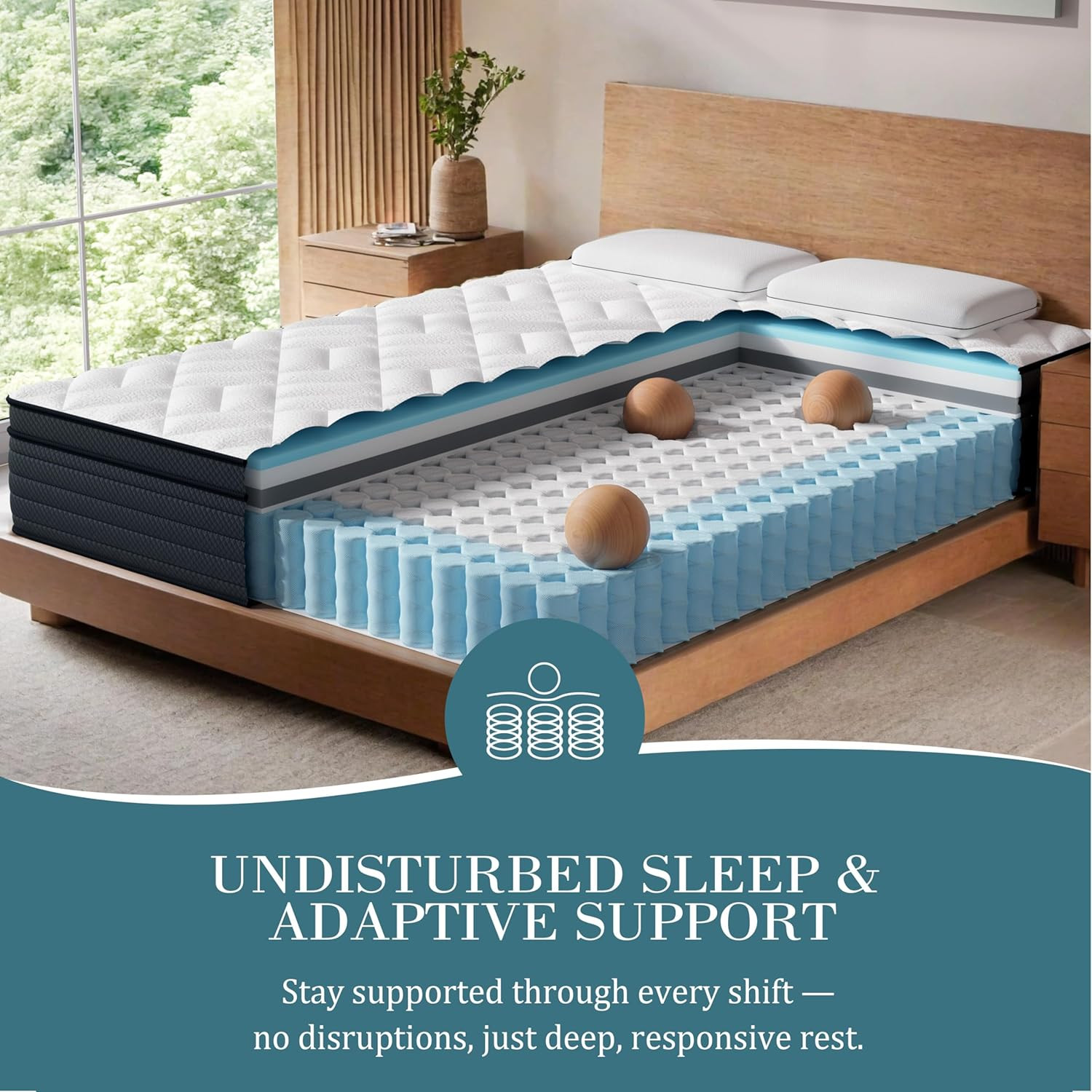 Queen Size Mattress 14 Inch – Deep Sleep Hybrid Mattress for Pain Relieving – De