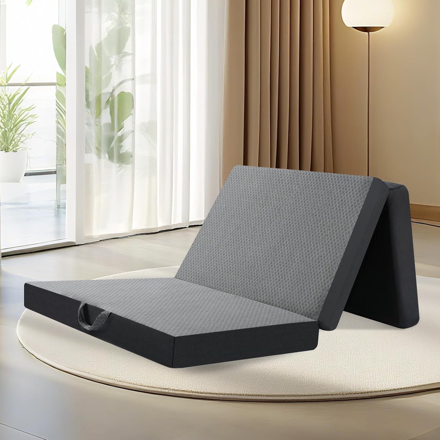 Tri Folding Mattress Twin Size – Memory Foam Tri-fold Handle & Non-Slip Bottom