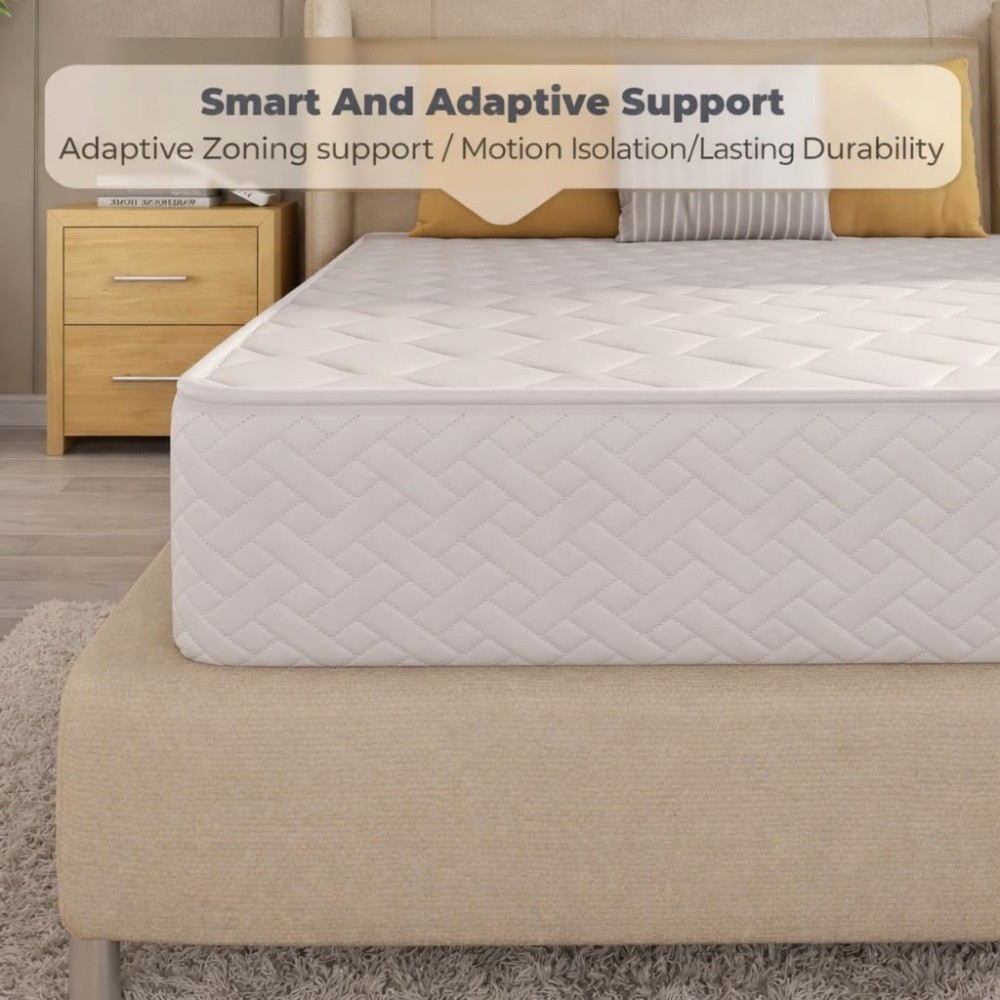 Twin Size Mattress 6 Inch Medium Firm Hybrid Pocket Coil Tight Euro Top High