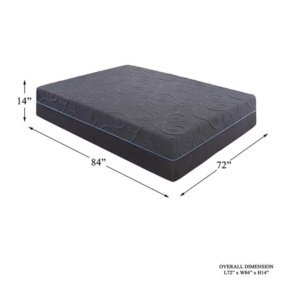 Lexicon Homelegance Bedding 14″ Fabric CK Gel Memory Hybrid Mattress in Gray