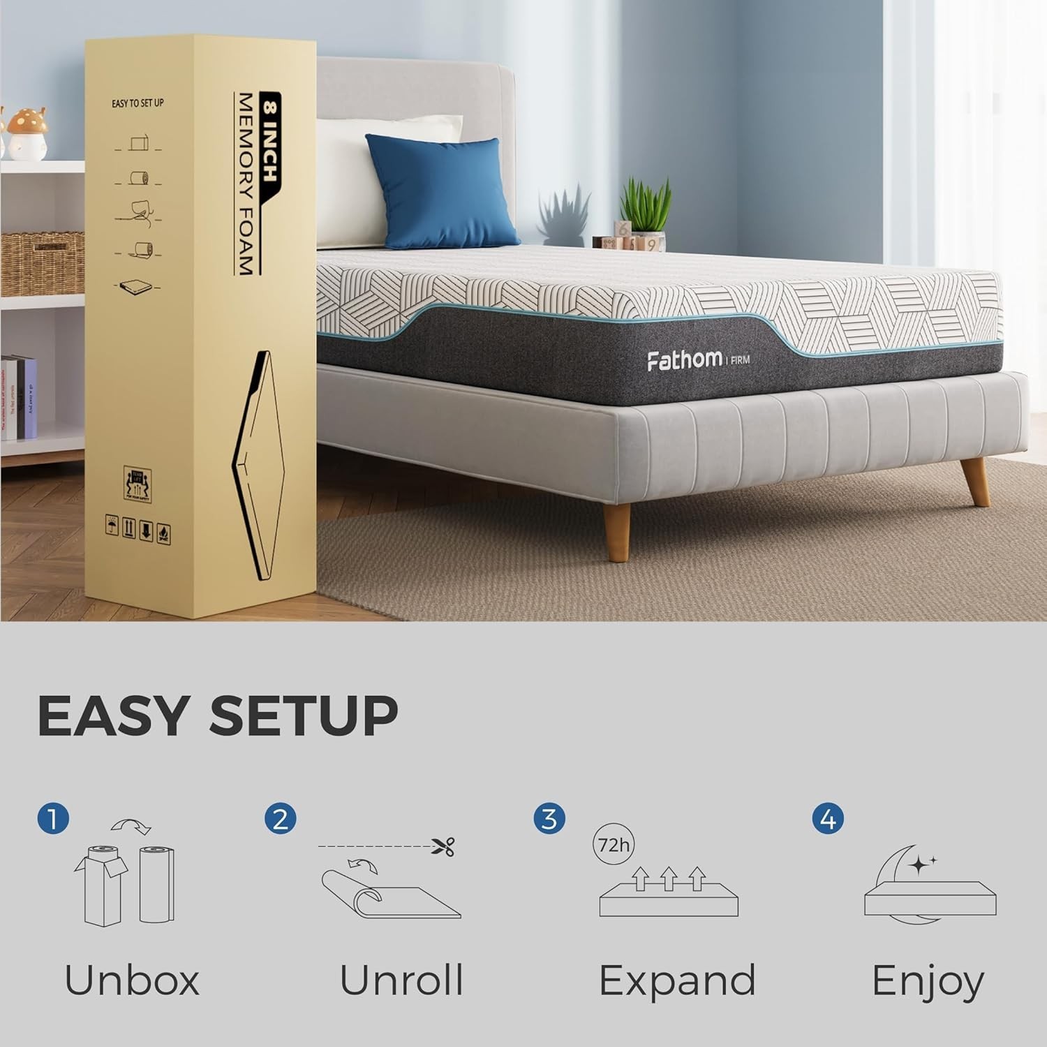Twin Mattress Memory Foam 6 Inch Gel Cool Sleep CertiPUR-US Safe Back Pain Re…