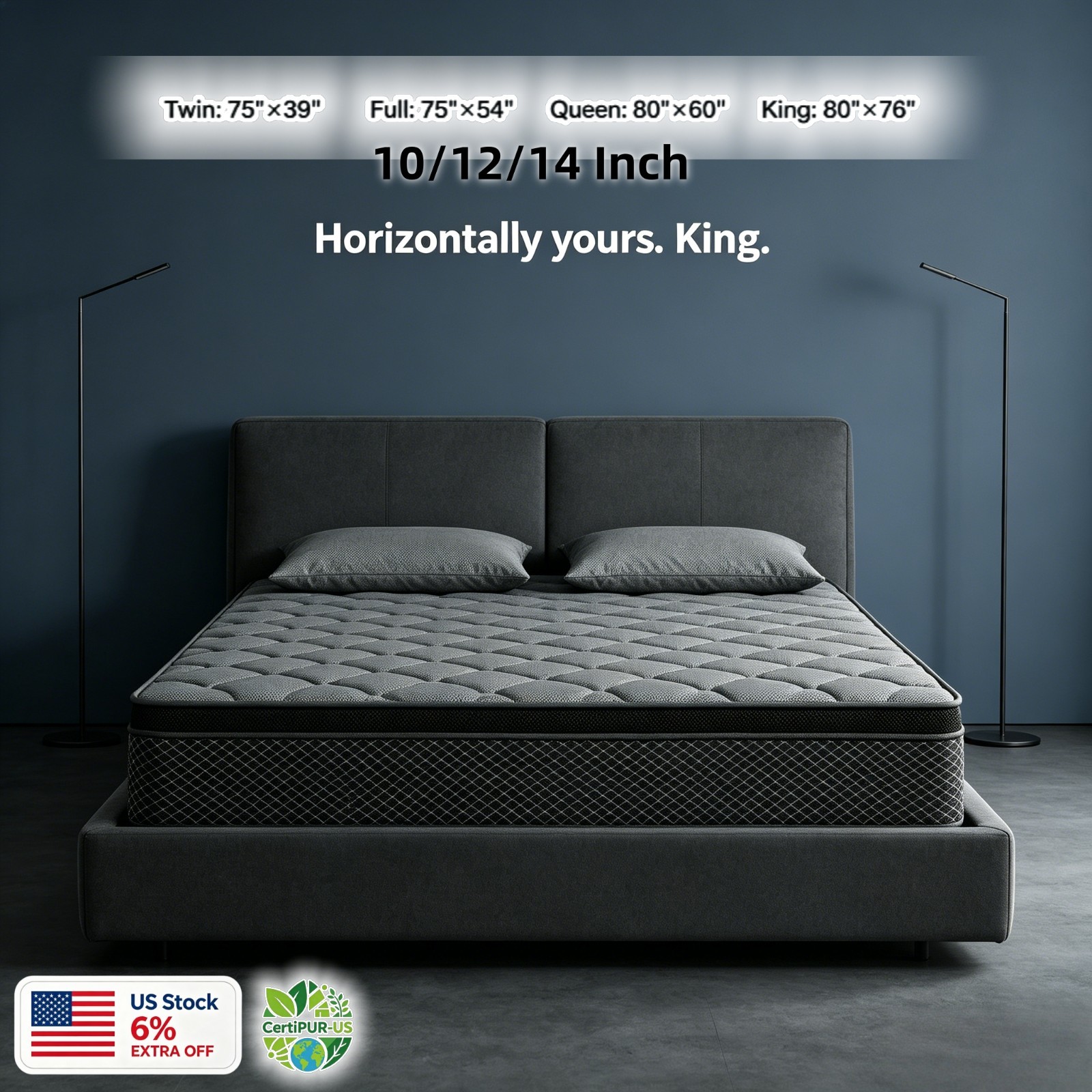 12 14″ Gel Memory Foam Spring Hybrid Mattress Queen King Bed Mattress In A Box