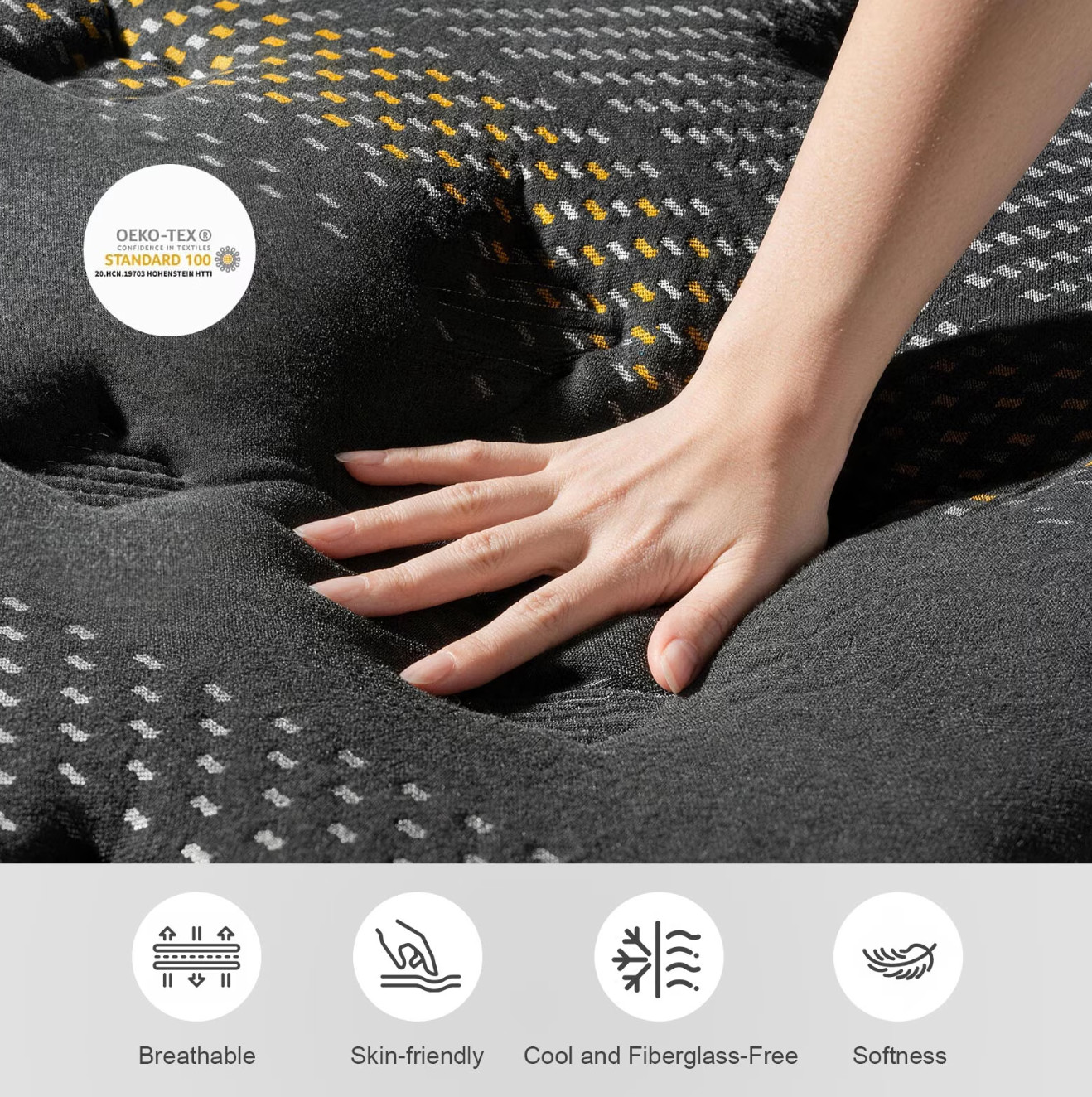 12″ Queen Hybrid Mattress Box Fiberglass Free 5-Zone Gel Foam CertiPUR Colchón