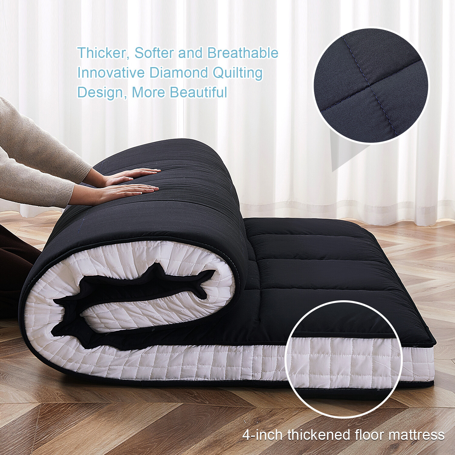 SLSY Futon Mattress, Japanese Floor Mattress Quilted Bed Mattress Topper Mat