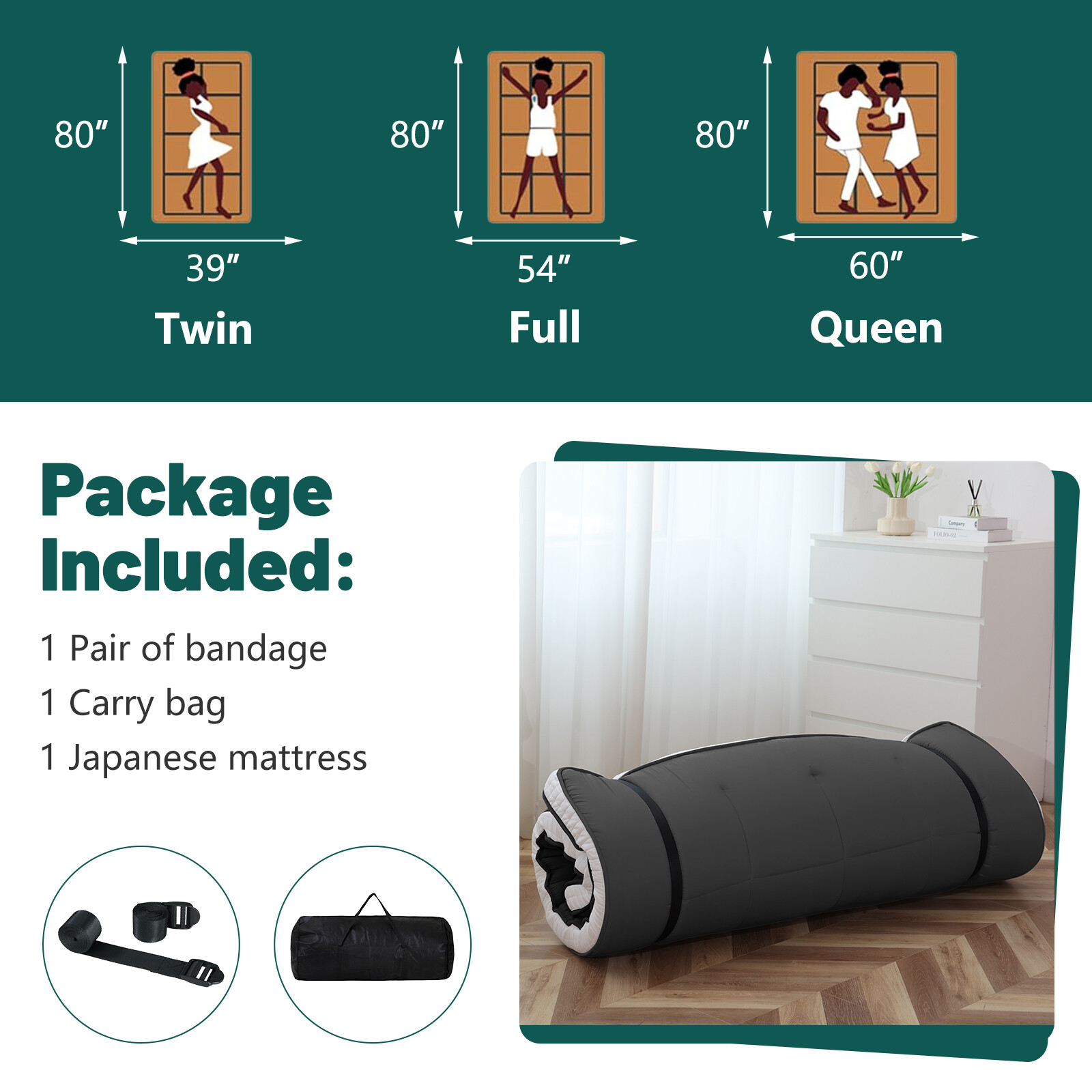 SUNYRISY Japanese Floor Tatami Mattress Mat Foldable Floor Sleep Matter Yoga