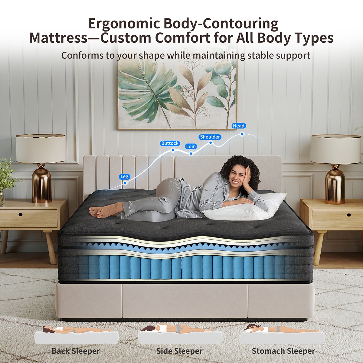 6″8″12″14″ Gel Memory Foam Hybrid Spring Mattress Twin Full Queen King In A Box