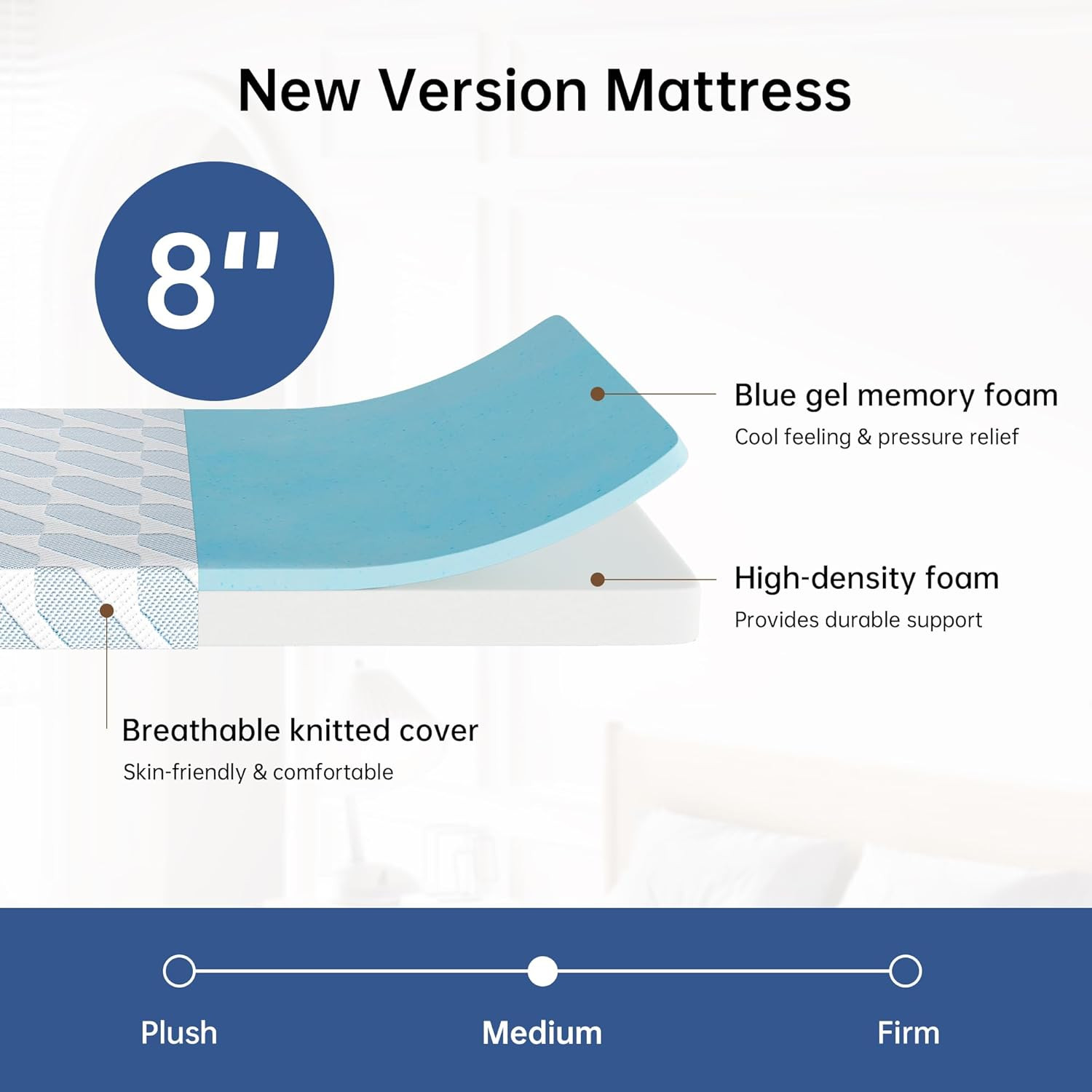 Full Size Mattress,8 Inch Cooling Gel Memory Foam Mattress in a Box for Pressure