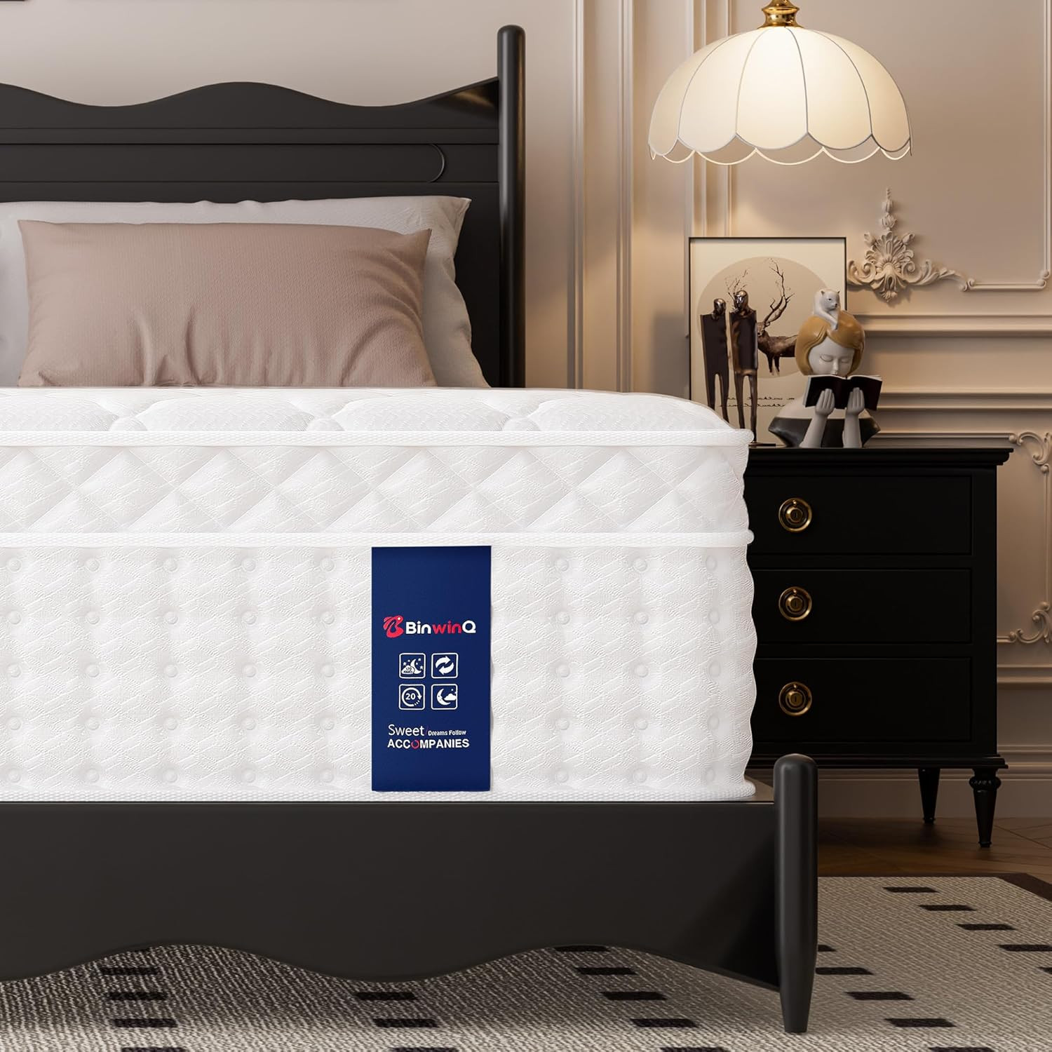 14 Inch Queen Hybrid Mattress in a Box, Plush Mattress with Gel Memory Foam & In
