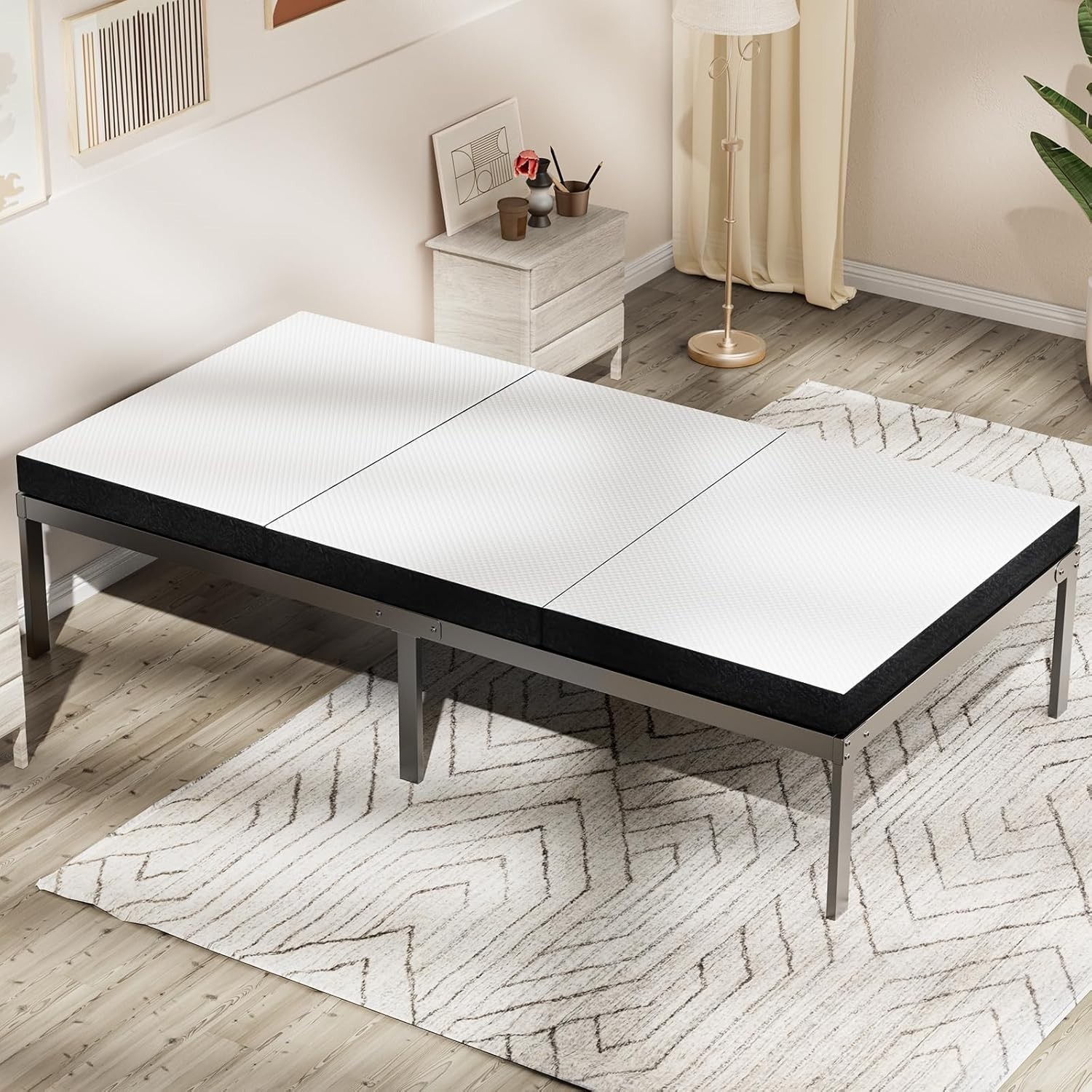 Tri-Folding Gel Memory Foam Portable Floor Mattress | Breathable Mesh,