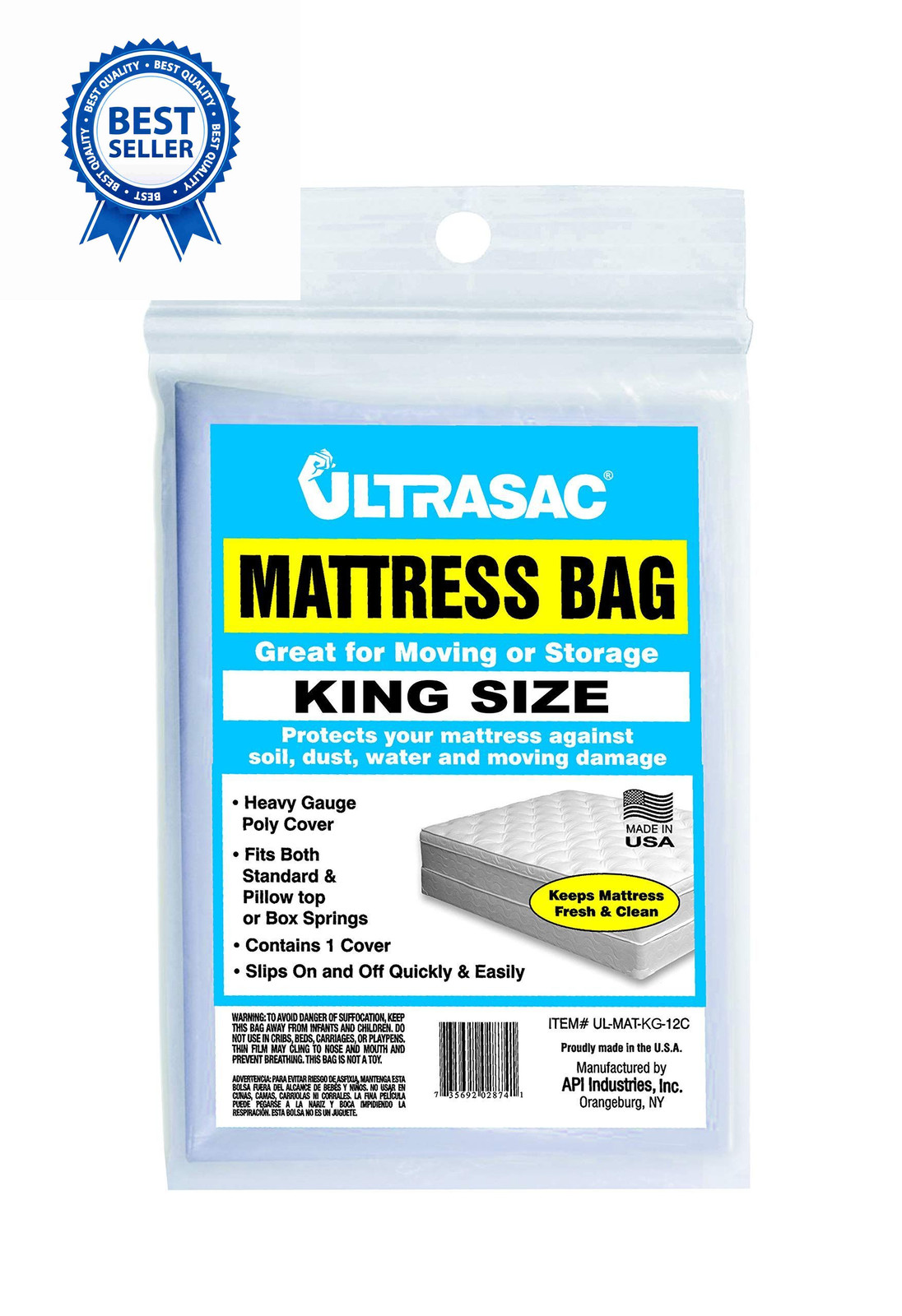 Ultrasac – King Size Waterproof Mattress Cover, 2 Mil (eq), 88” x King, Clear