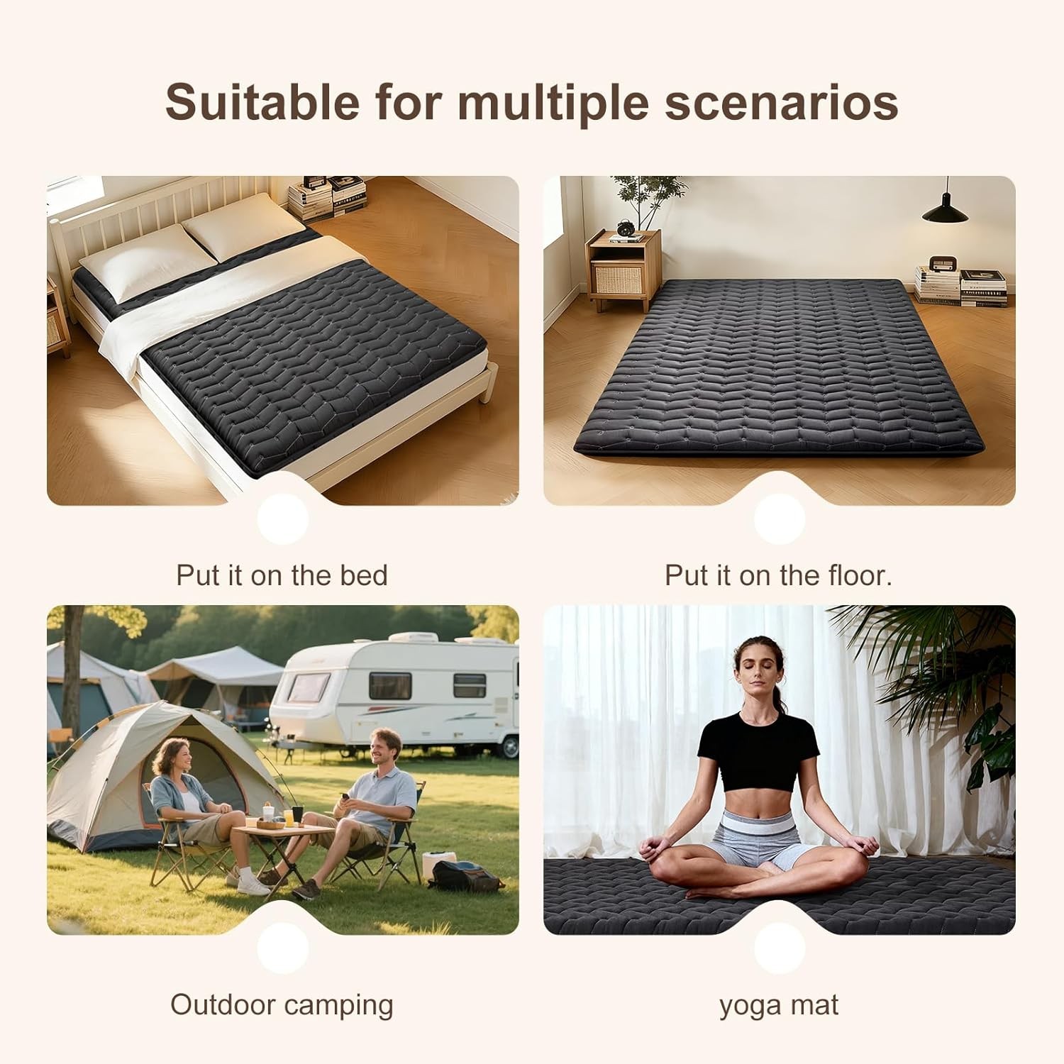 Premium Foam 3.2″ Thick Japanese Futon Floor Mattress Twin Size 39″x80″ 100%